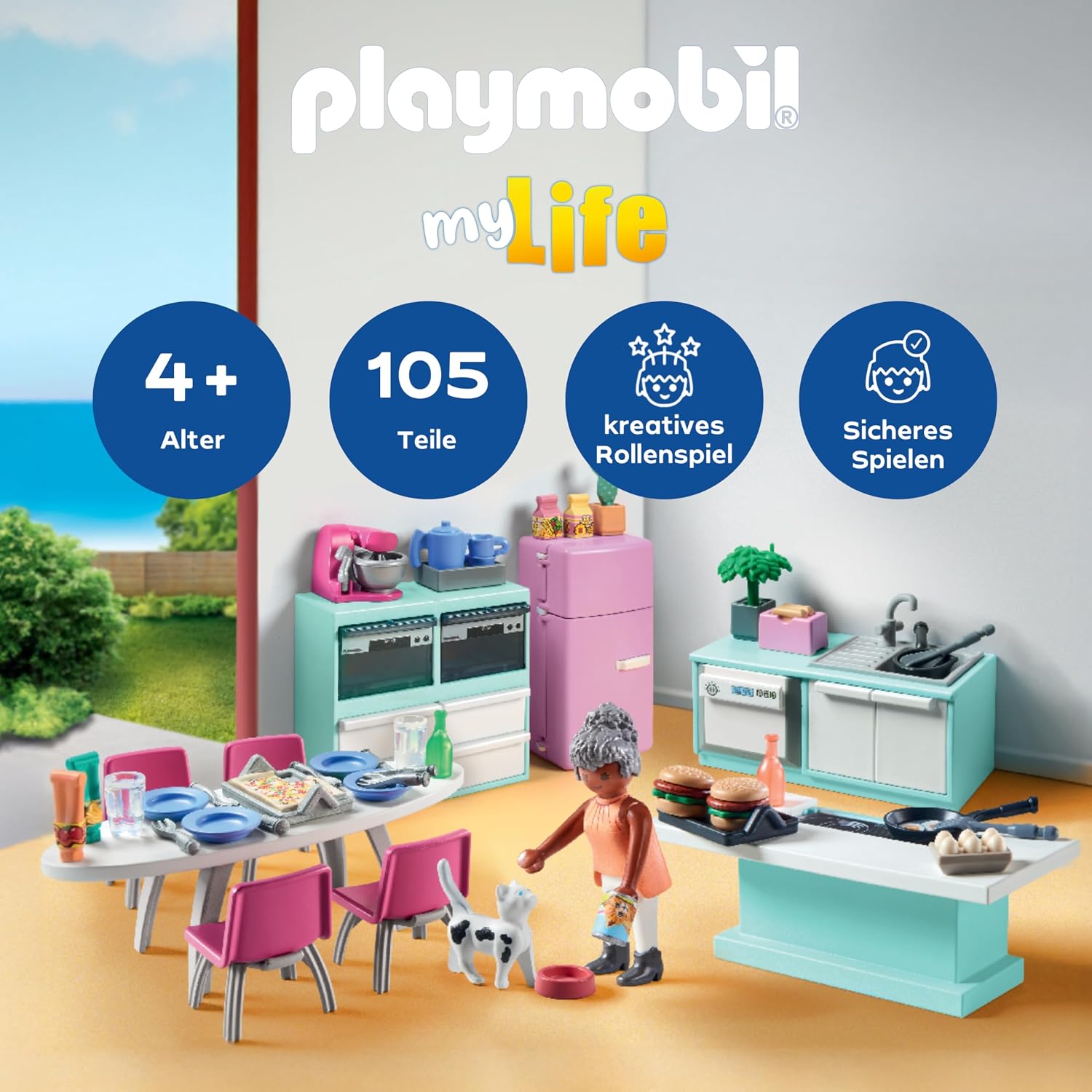 Detalle de PLAYMOBIL MyLife 71608 Küche mit Essplatz – realistische Spielküche ab 4 Jahren