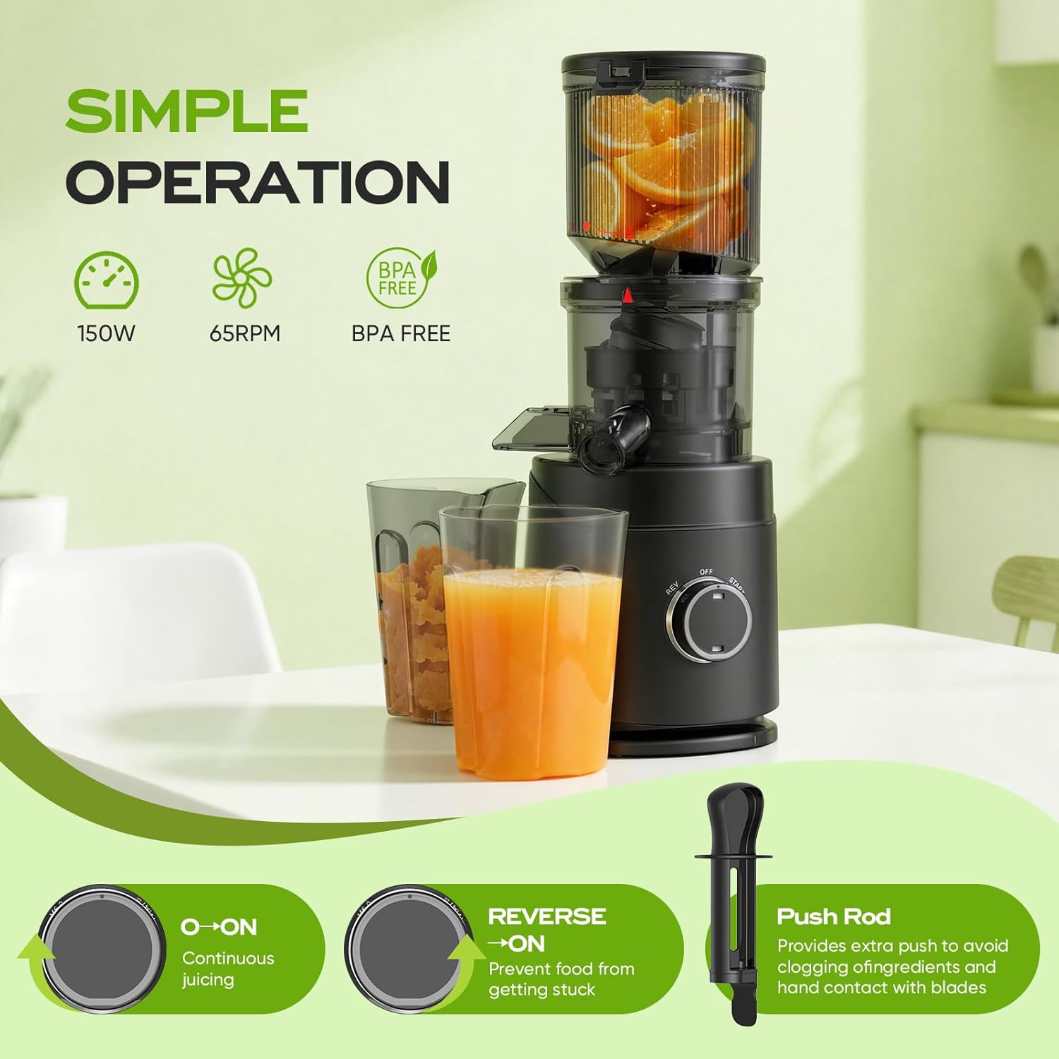 Detalle 1 de Cold Press Juicer 65 RPM 🧃
