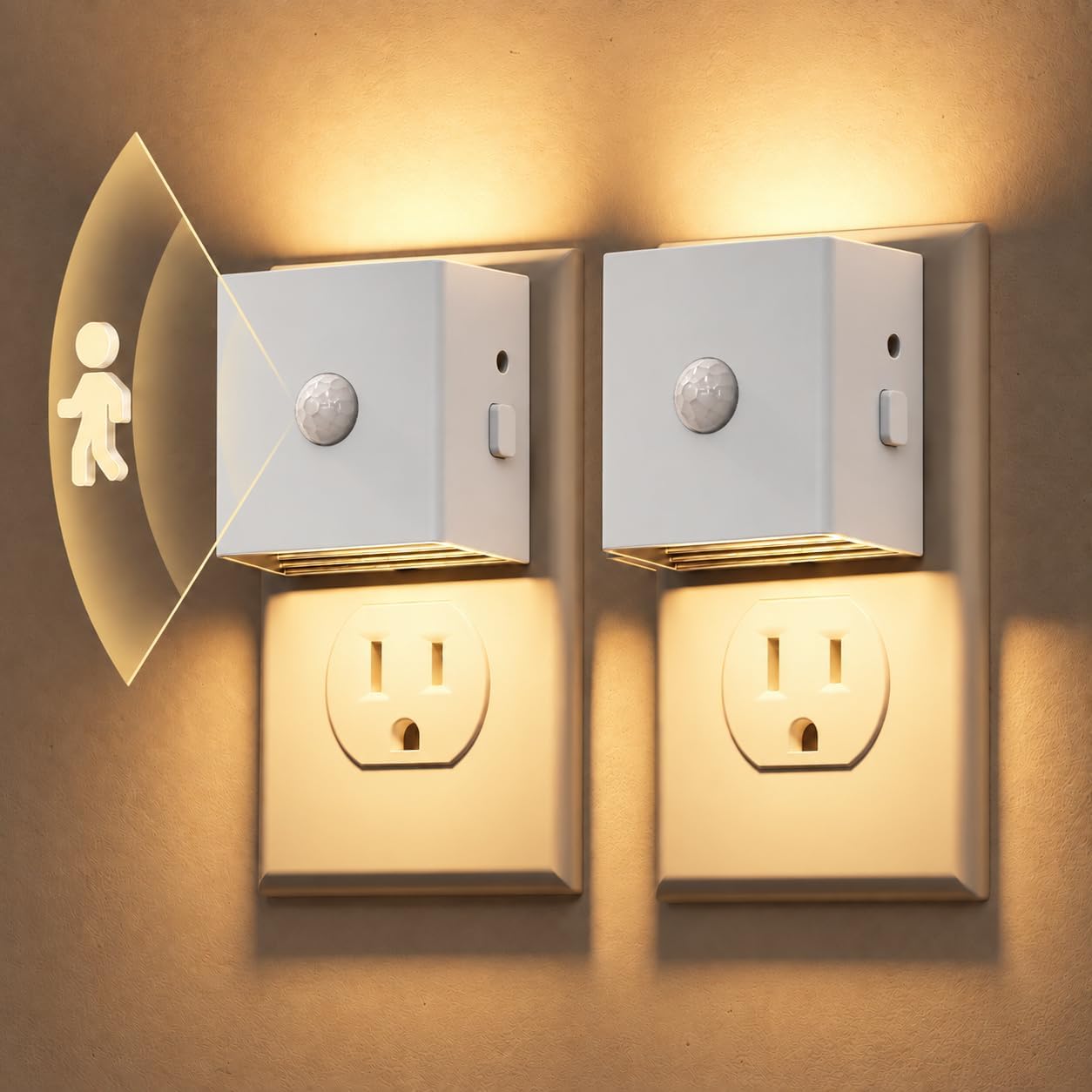 Detalle de L LOHAS LED GY17602WHUS-2 Motion Sensor Night Lights, 2-Pack, 3000K