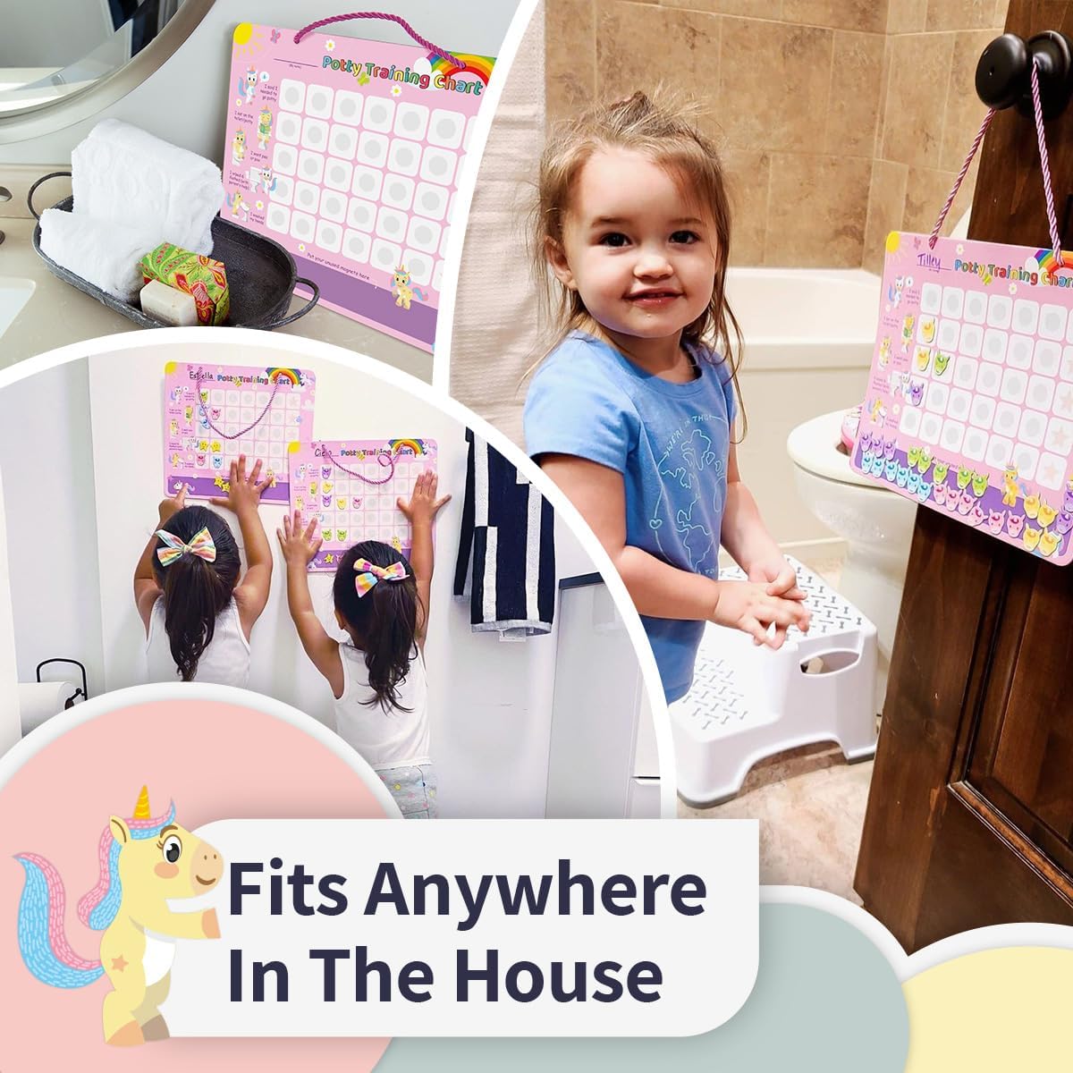 Detalle de PUTSKA Potty Training Reward Chart for Girls with 35 Reusable Stickers – Unicorn potty sticker chart for toddlers