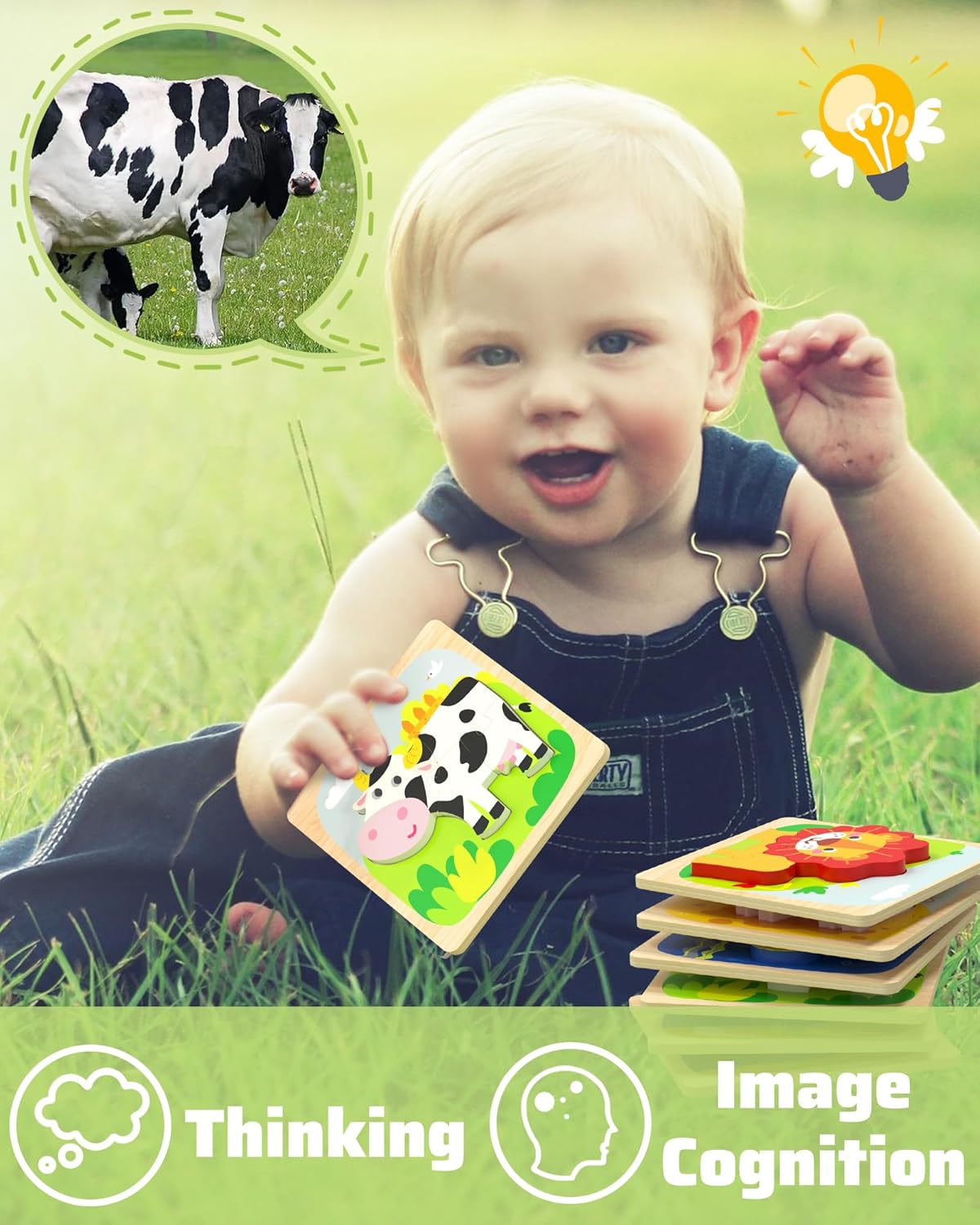 Detalle de Benresive Wooden Toddler Puzzles 6pc 🧩