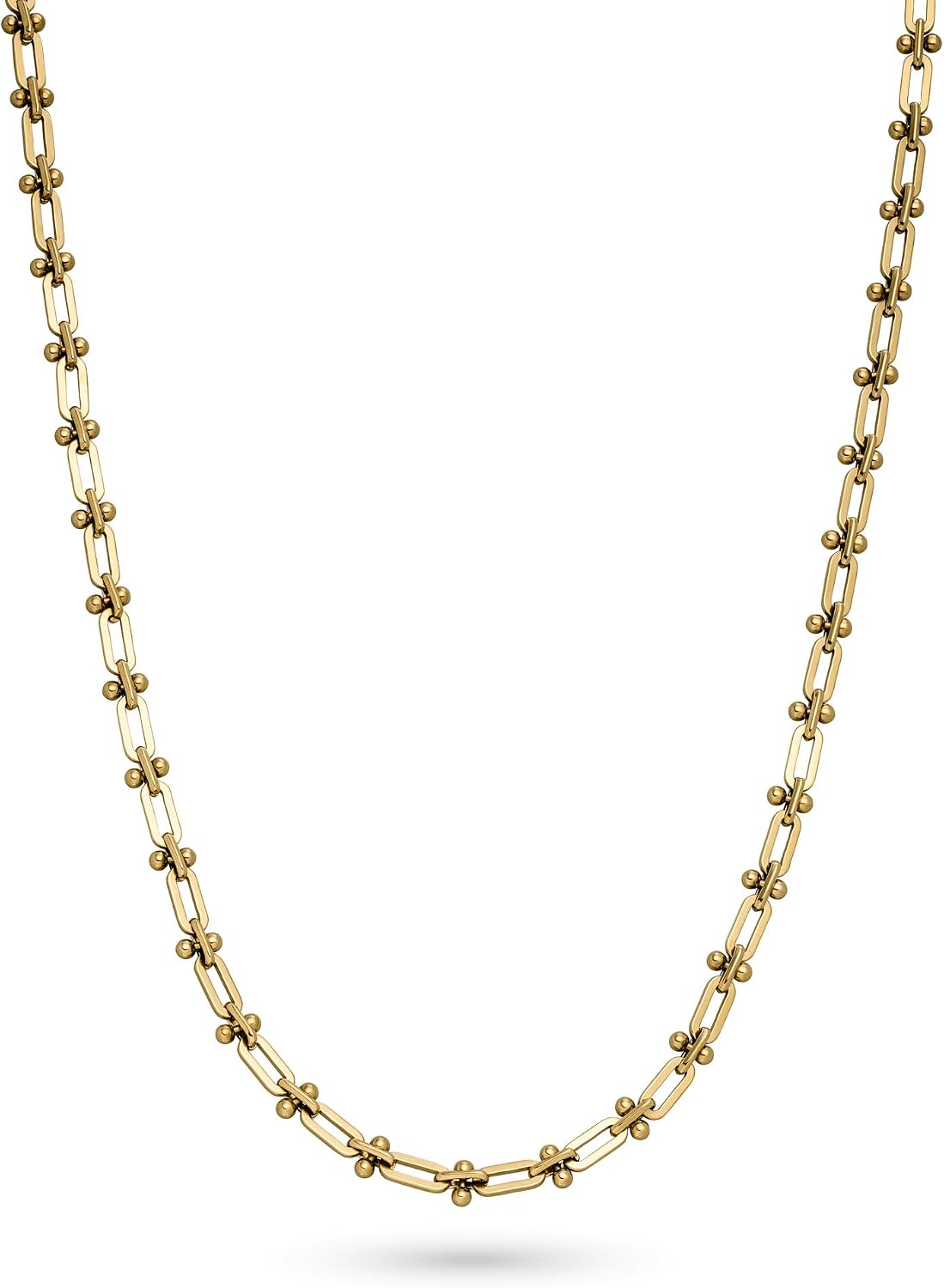 Detalle de LIEBESKIND BERLIN Halskette aus Edelstahl IP Gold – 50 cm, modernes, urbanes Design