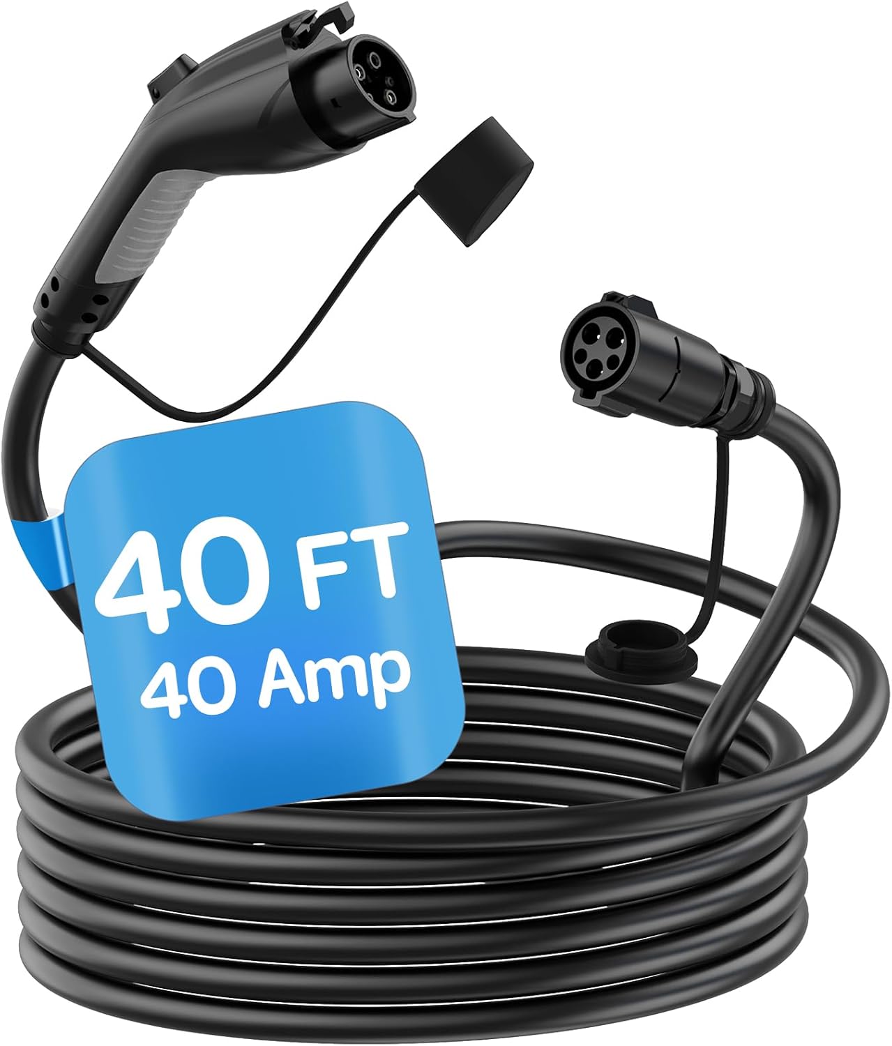 Detalle de Seguma 40 ft J1772 EV Charger Extension Cable (40Amp) — Level 1/Level 2, IP66, with Bag