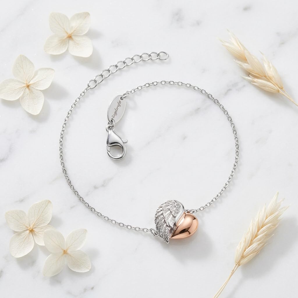 Detalle de Engelsrufer Damen Armband aus Sterling Silber mit Herz-Flügel Anhänger