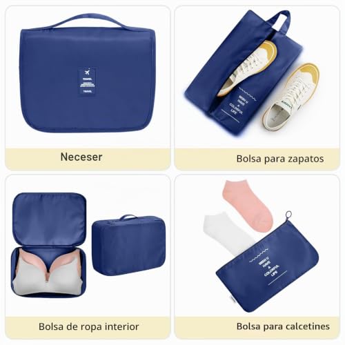 Detalle de MURISE Organizador de Maleta 8 Piezas (azul oscuro) para Viajes y Vacaciones