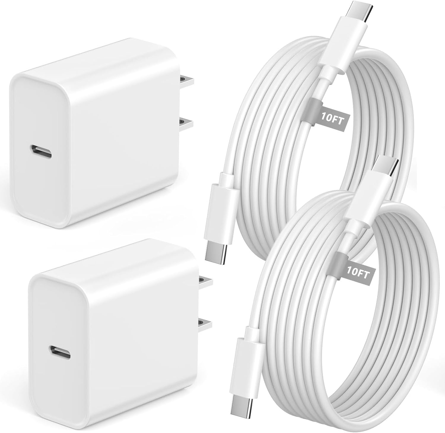 Detalle de FUHAYA XHD-PD20W 20W USB-C Charger 2-Pack with 10-Foot Cables