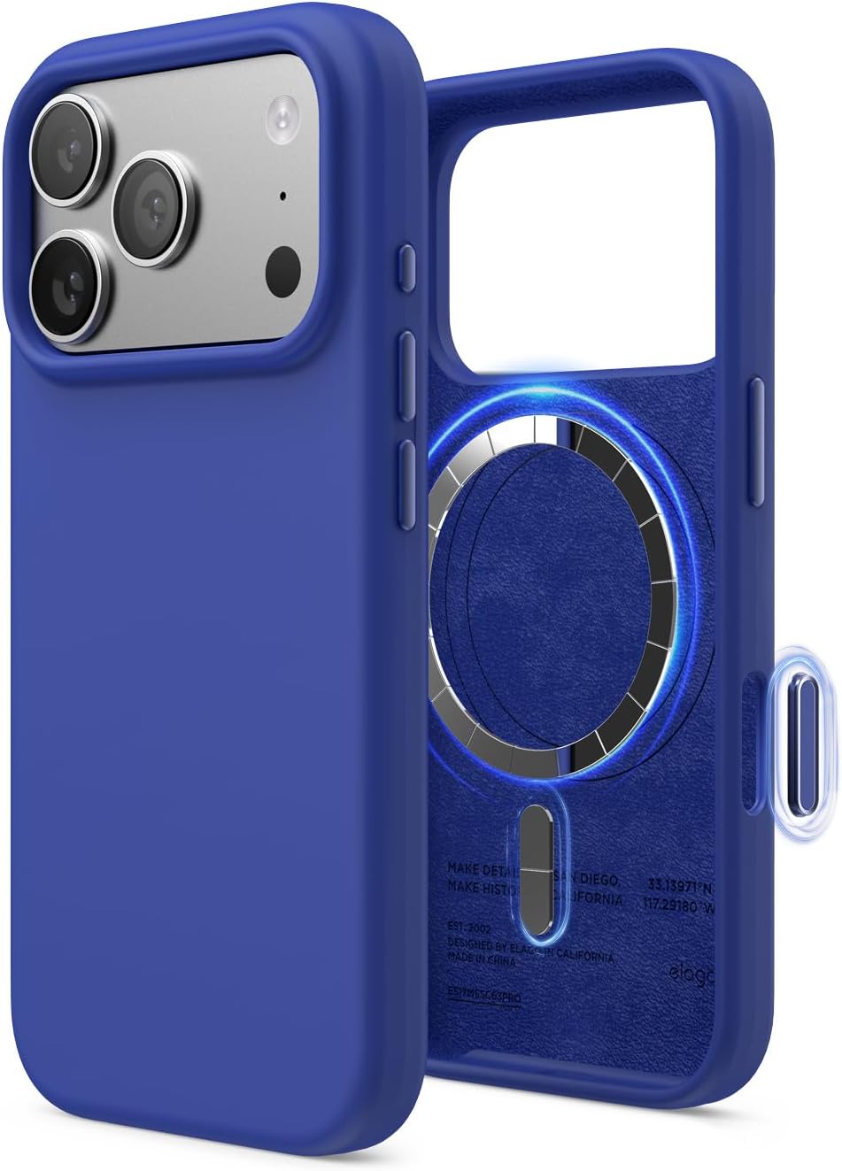 Detalle de elago Magnetic Silicone Case for iPhone 17 Pro (6.3”) — Cobalt Blue, MagSafe Compatible