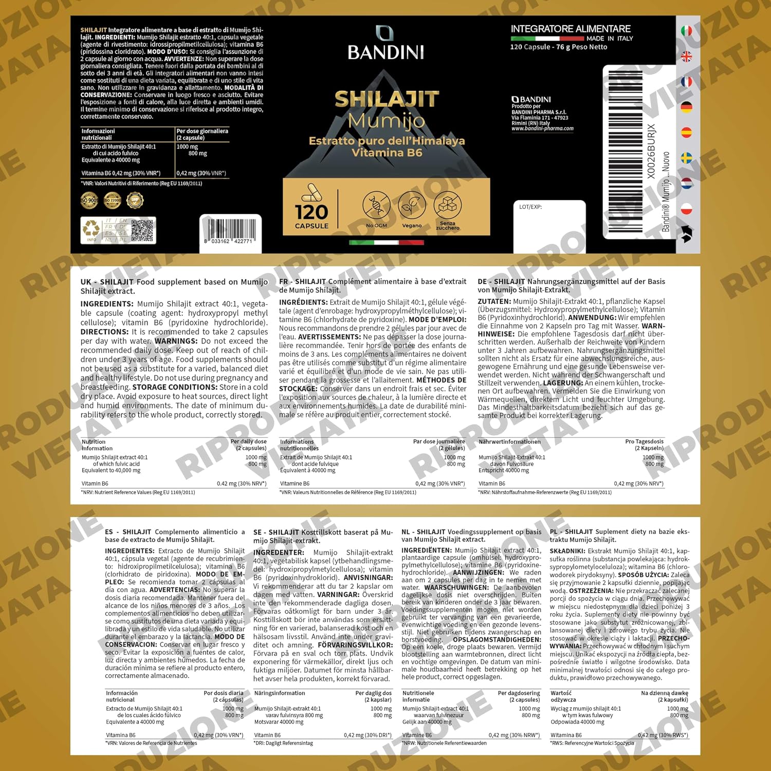 Thumbnail 4 de BANDINI Pure Himalaya Mumijo Shilajit-capsules, 120 vegan capsules, 80% fulvinezuur