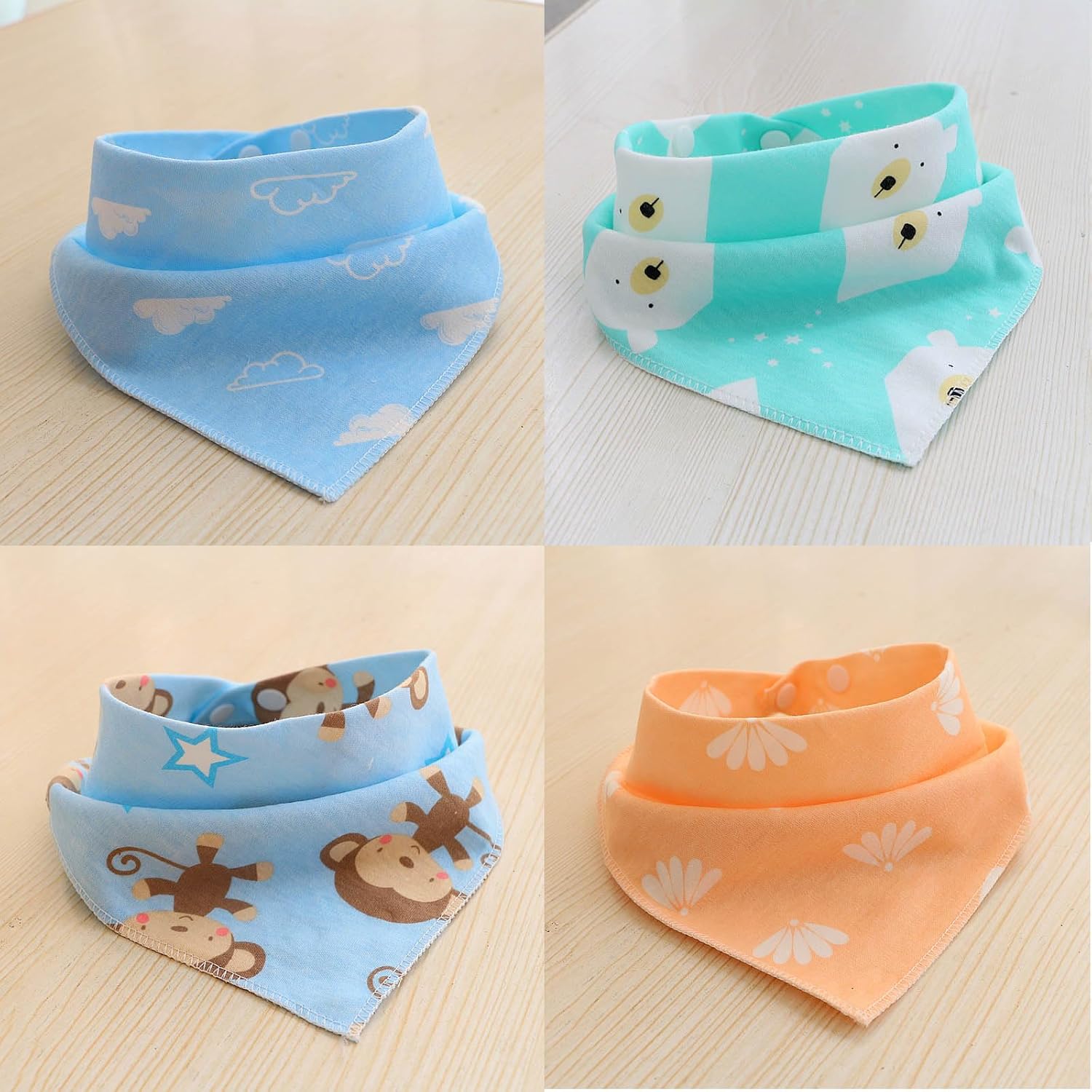 Thumbnail 3 de SLOSH 16 bavaglini neonato in cotone 100% con bottoni regolabili (bandana) per dentizione e ruttino