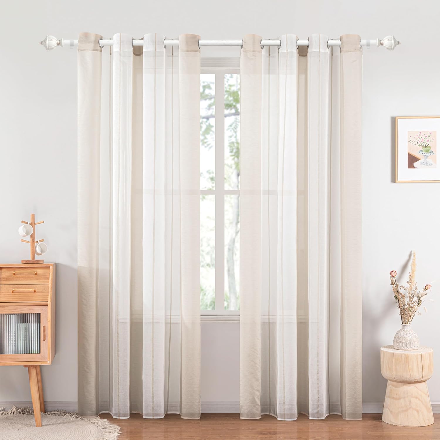 Detalle de Curtain Poles 25mm White seamless extendable rod, 70–120 cm