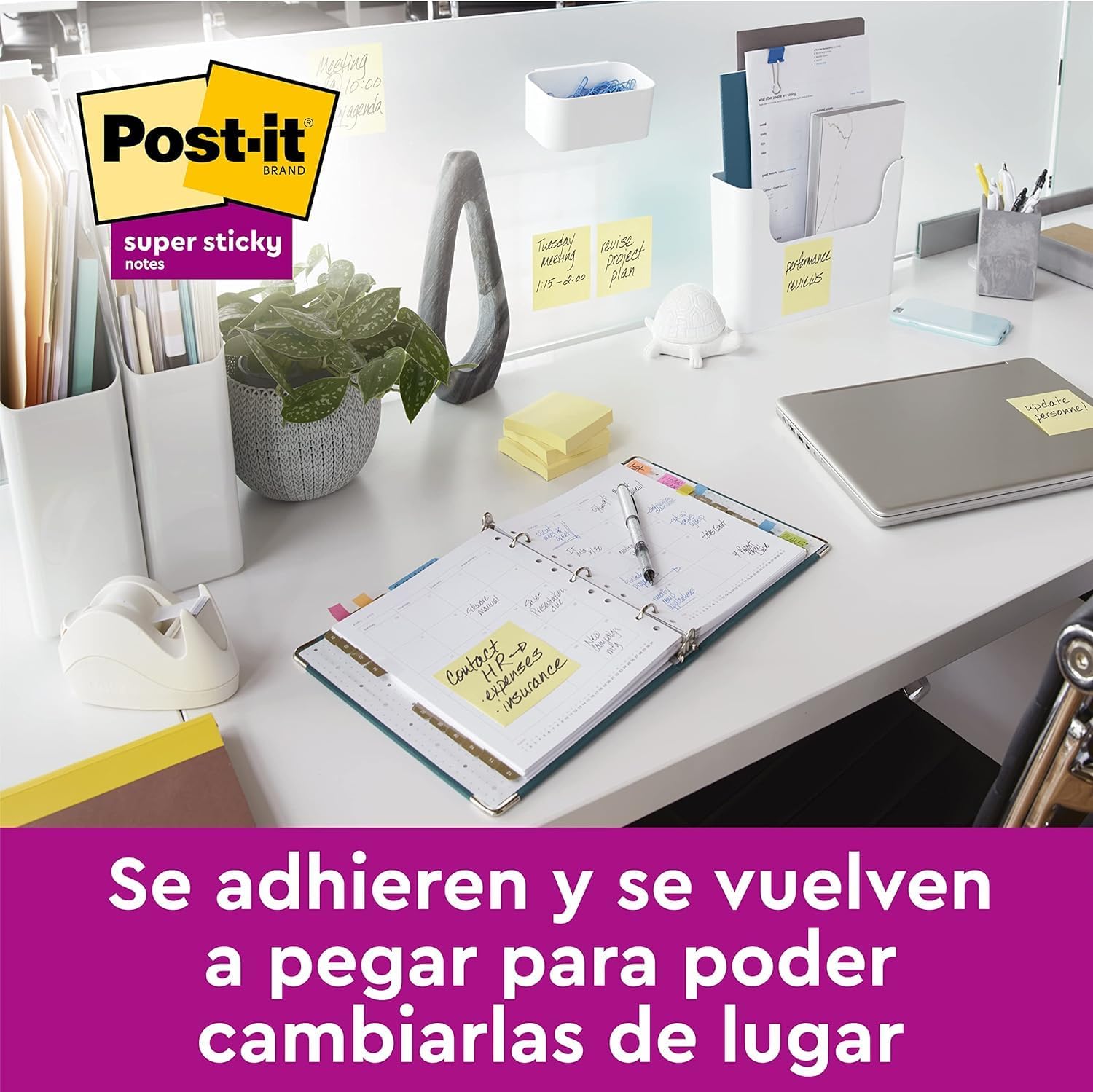 Detalle 2 de Post-it Super Sticky Notas 76×127 mm 90 hojas