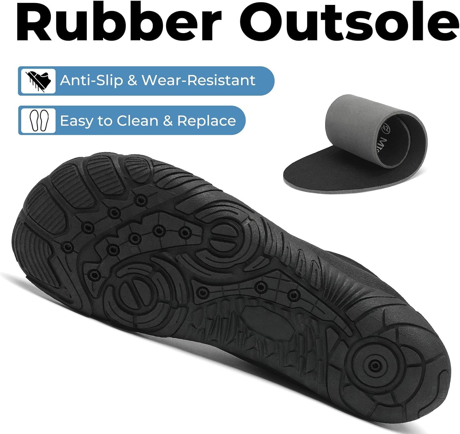 Detalle 2 de Mishansha Badeschuhe Herren/Damen Gr.36-46 – rutschfest, schnelltrocknend, leichter Wasserschuh