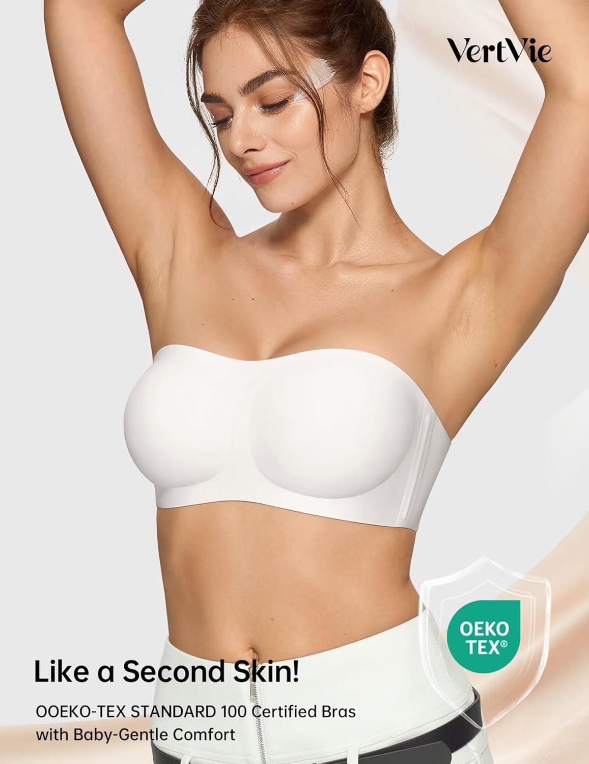 Detalle de Vertvie Strapless Jelly Push Up Wireless Bandeau Bra