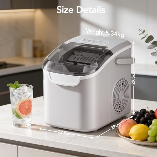 Detalle 2 de Kismile Portable Ice Maker Machine — 8 Cubes in 6 Minutes, 26lbs/24H, Grey