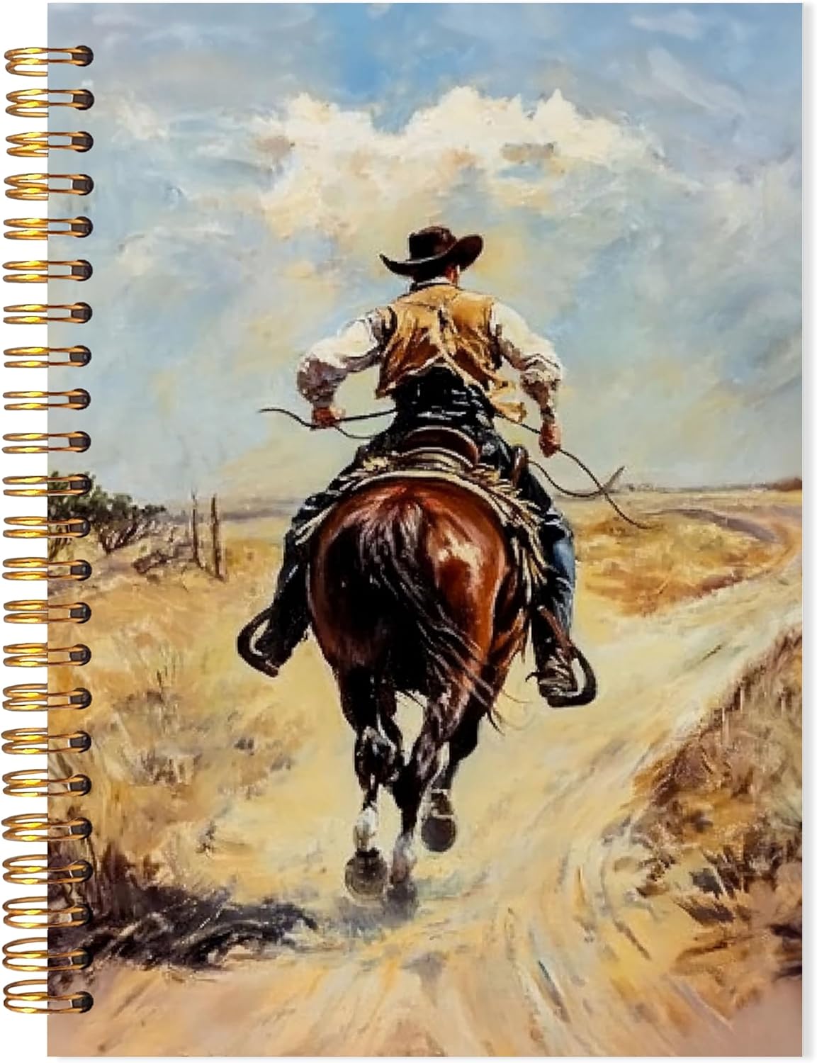 Detalle de LADOCK Rustic Western Cowboy Spiral Notebook, 5.5 x 8.3-Inch Hardcover, 164 Pages