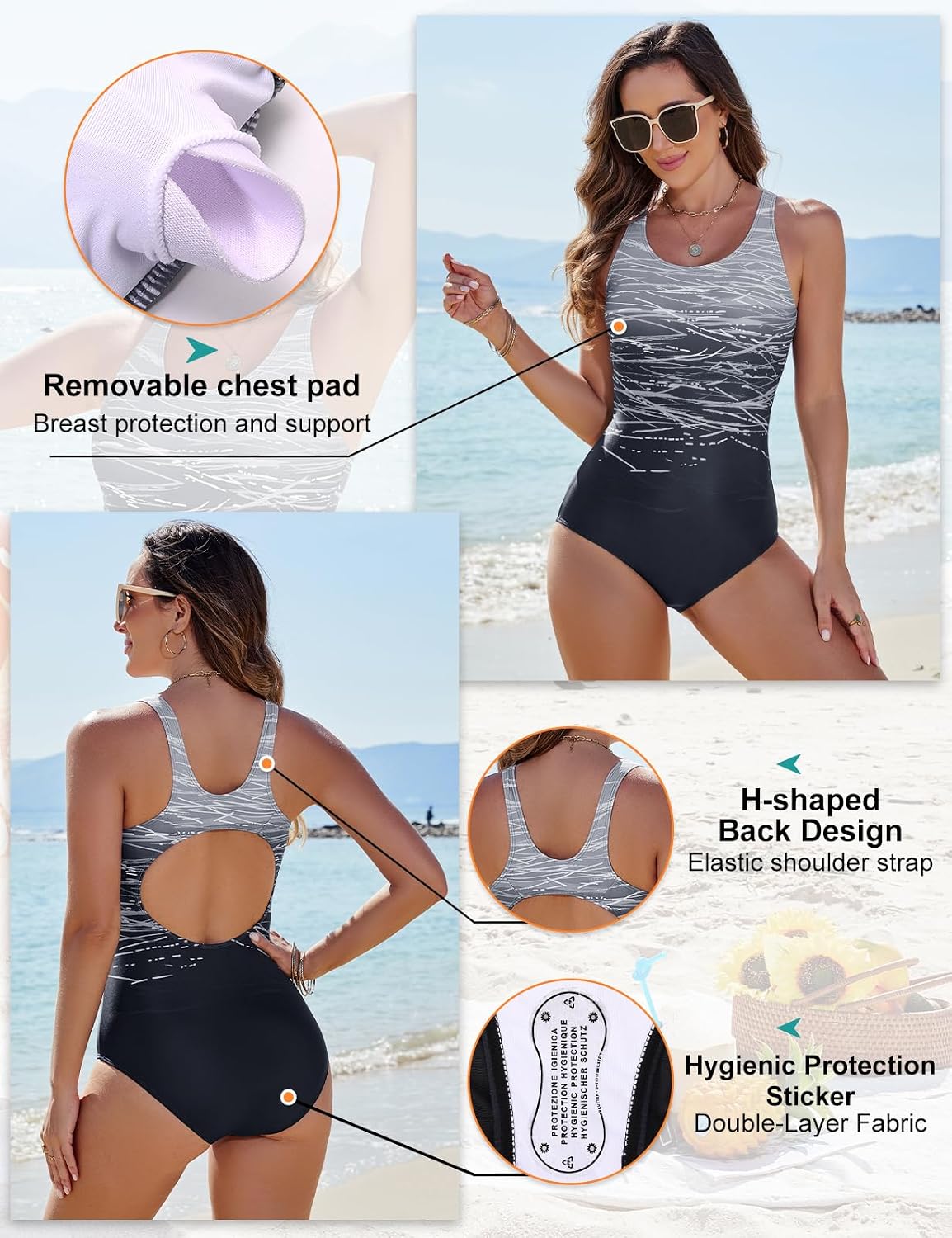 Detalle 2 de Costume Intero Donna Yuson Girl: comfort e stile sportivo per nuotata e relax in spiaggia