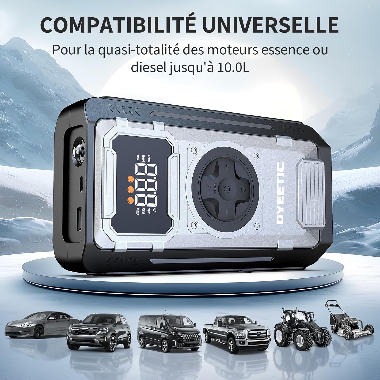 Thumbnail 4 de Dyeetic Booster Batterie Voiture 12 V avec compresseur à air 6000 A, écran LCD