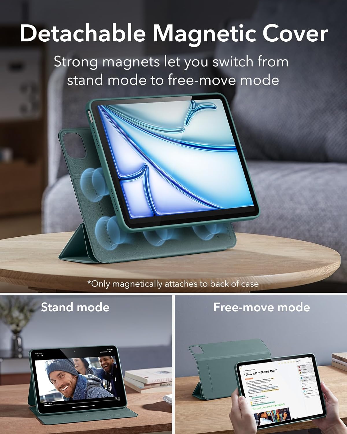 Thumbnail 3 de ESR Magnetisch Hülle für iPad Air 11 Zoll M4/M3/M2 | 10,9 Zoll, grün