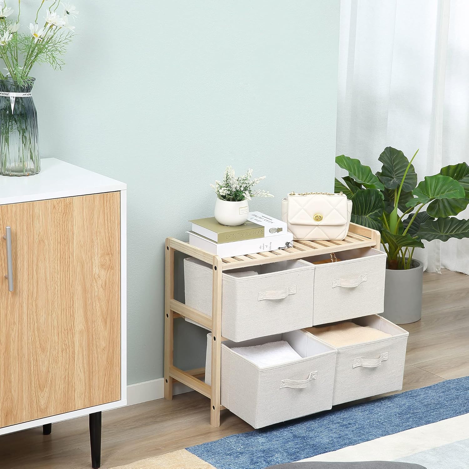 Thumbnail 6 de HOMCOM commode en tissu à 4 tiroirs pliants 59 x 28 x 50 cm style élégant