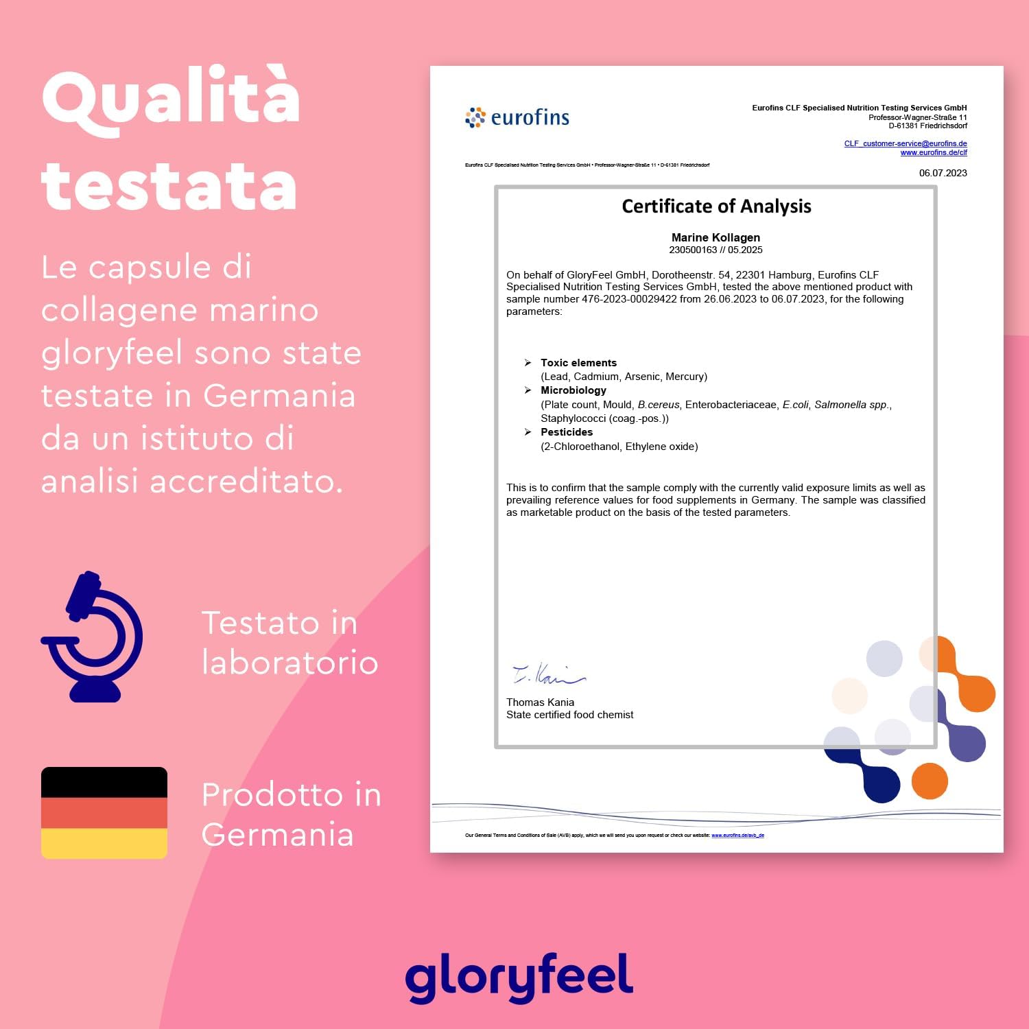 Thumbnail 6 de Collagene Marino Idrolizzato Tipo 1 - Gloryfeel, 1500 mg per dose, 120 capsule