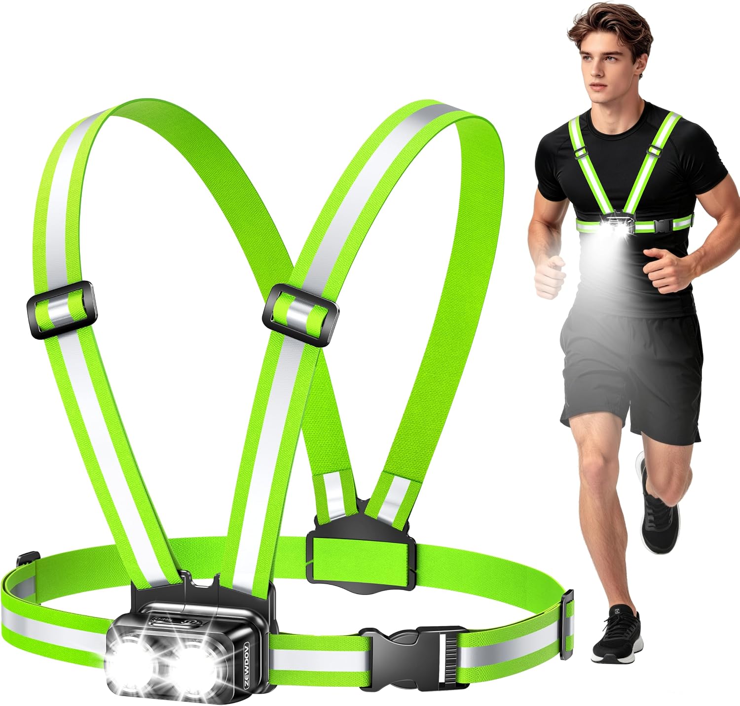 Detalle de Zewdov 800LM Running Chest Light, 7 Modes and 360° Reflective Gear