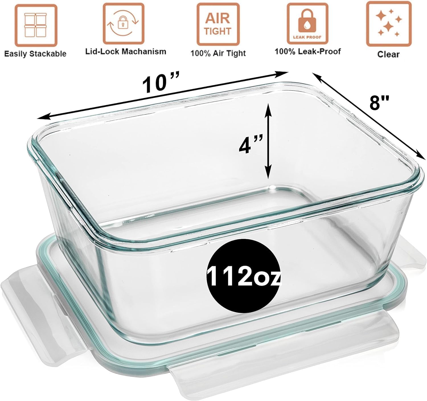 Detalle 1 de Razab 3300 ml Glass Food Storage Container 🍱