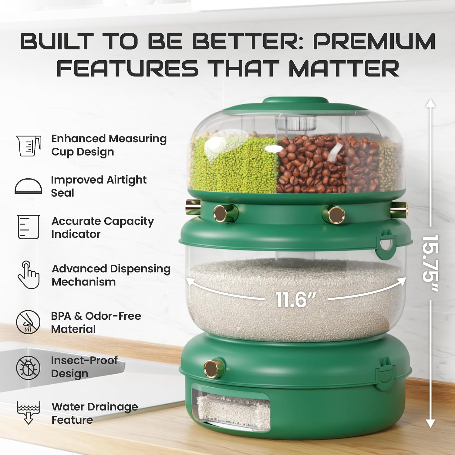 Detalle 2 de Rice & Multi-Grain Dispenser 22 lb food dispenser 🍚
