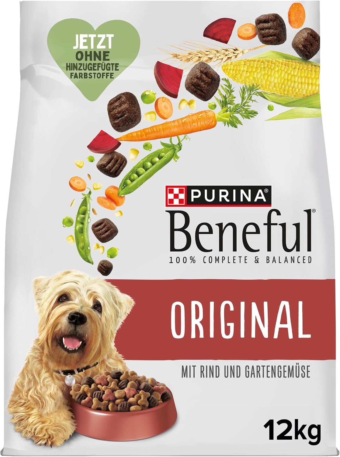 Detalle de Beneful Original Hundefutter trocken mit Rind und Gartengemüse – 12 kg