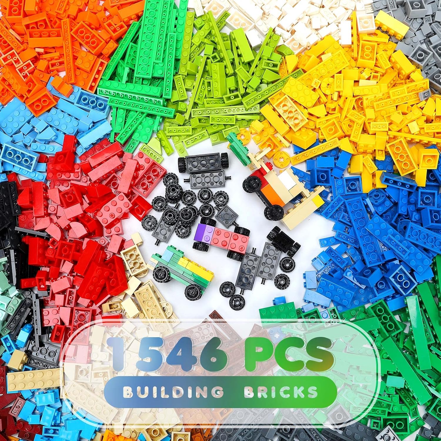 Detalle de Lekebaby Classic Building Bricks Set, 1546 Teile – kompatibel mit großen Marken