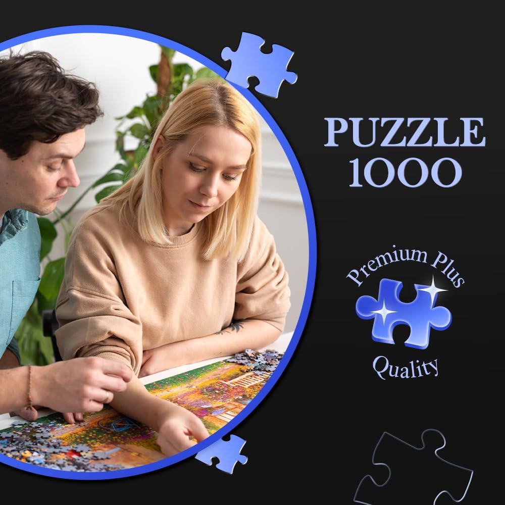 Detalle de Trefl Miauw legpuzzel met 1.000 stukjes, kattenafbeelding en poster