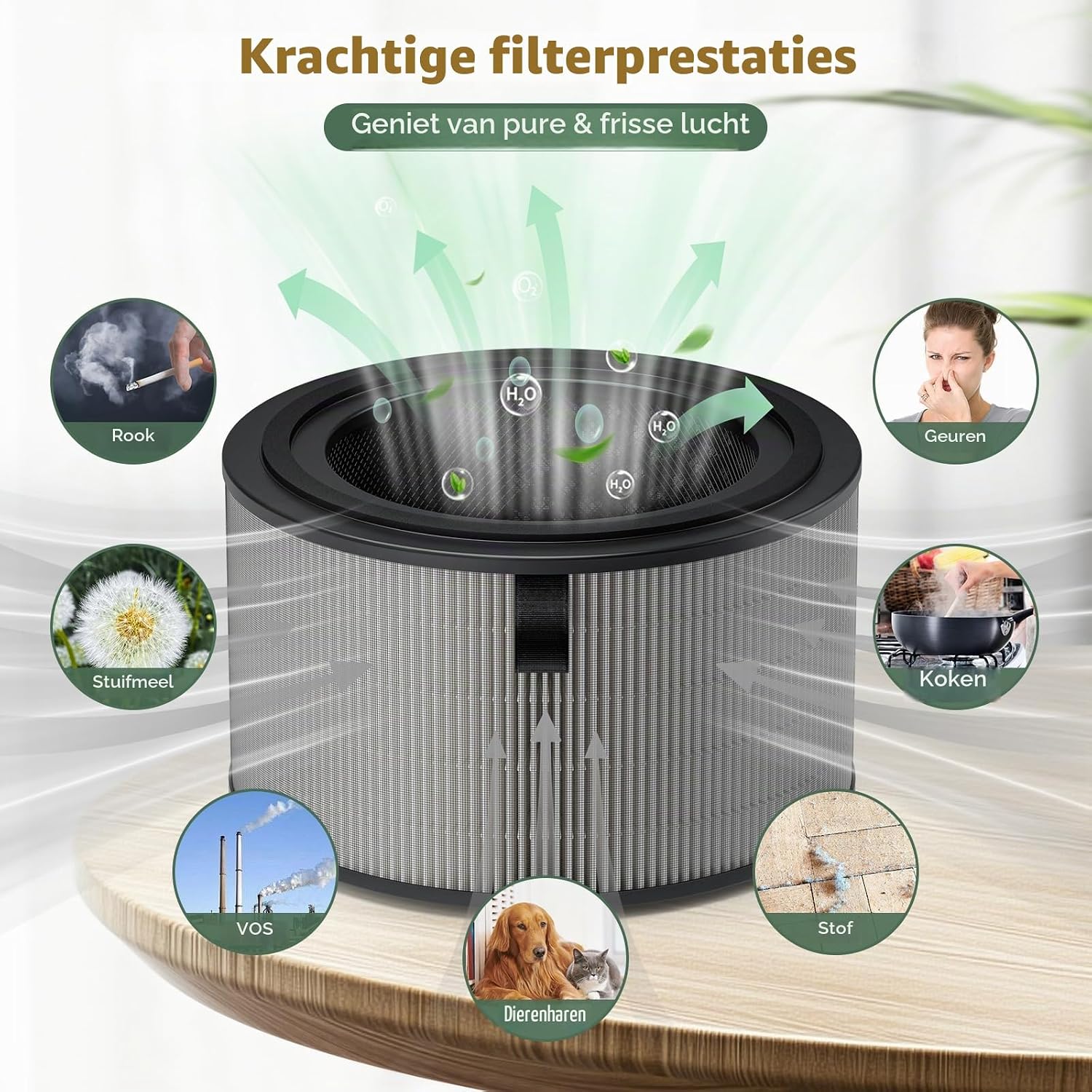 Detalle de FlyQintess FY3200-2P vervangingsfilter, 2 stuks met H13 HEPA en actieve kool