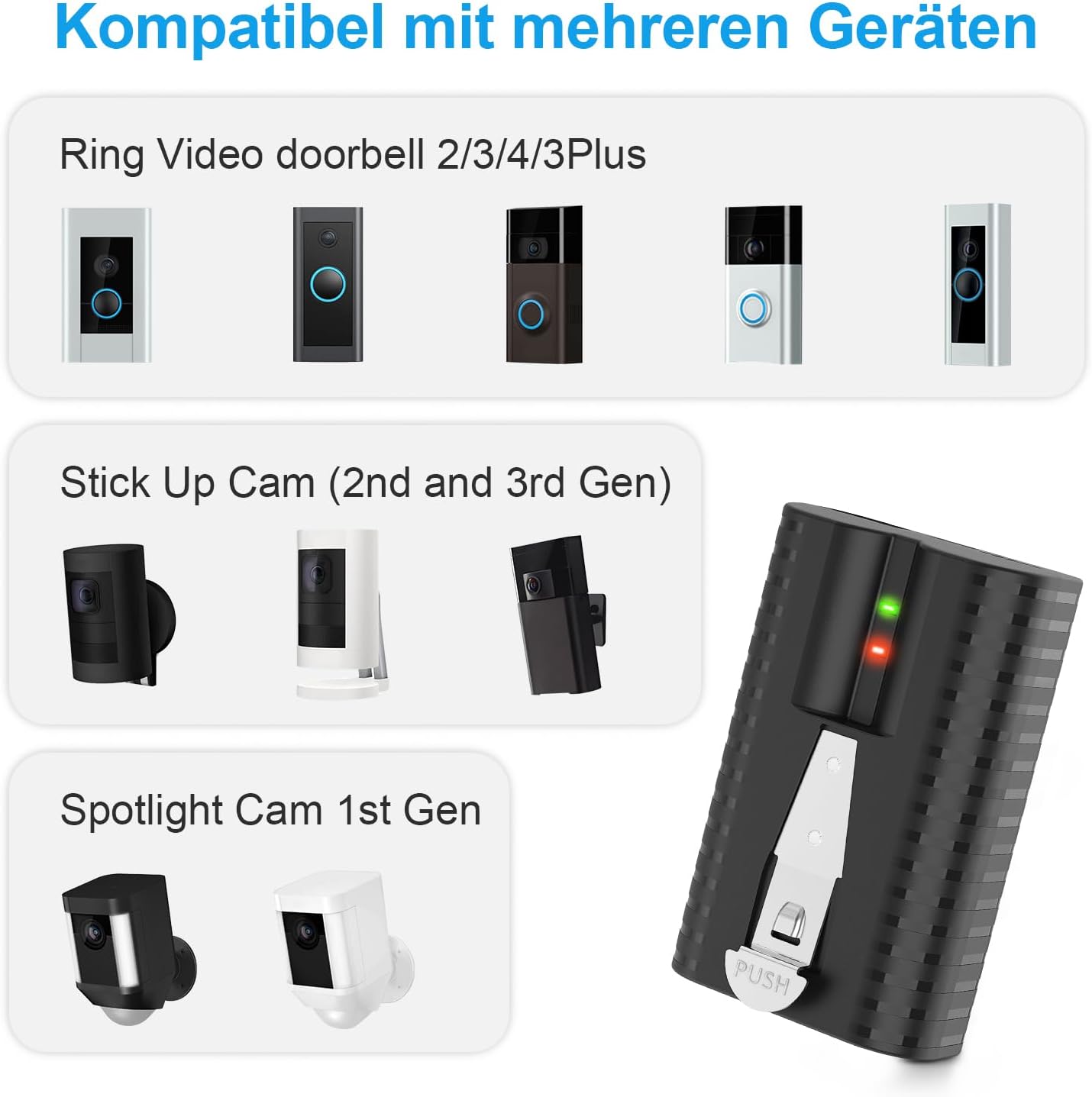 Thumbnail 2 de 2er-Pack Schnellwechsel-Akku (Li-Ion) kompatibel mit Ring Video Doorbell 2/3/3+/4, Stick Up Cam (2./3. Gen) & Spotlight