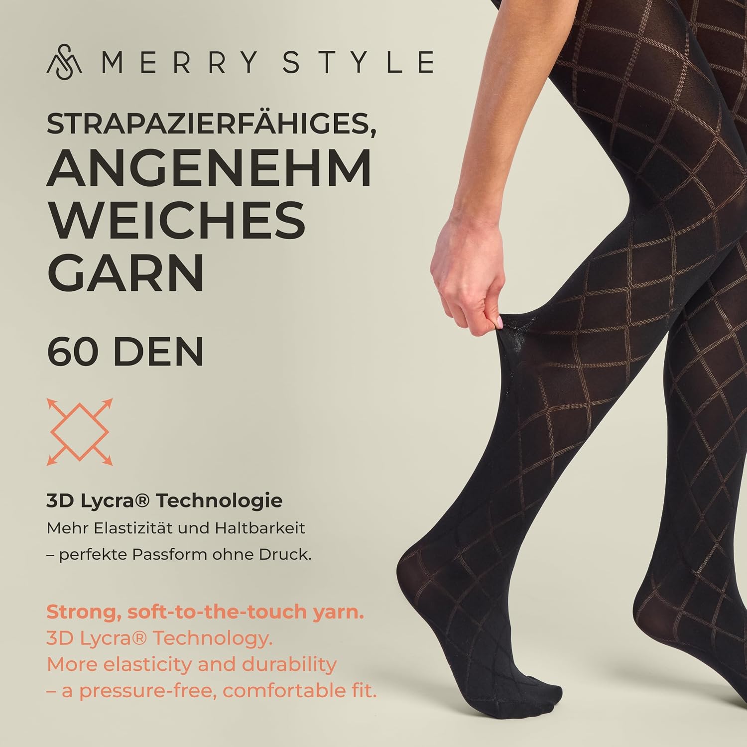 Detalle de Merry Style MS 328 – kryjące rajstopy damskie 60 DEN z technologią Lycra 3D