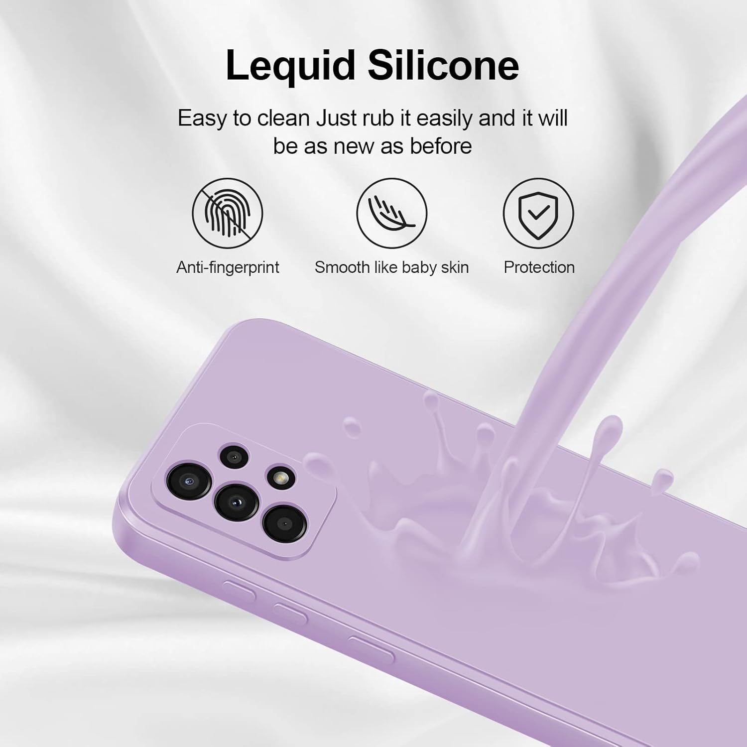Detalle de GiiYoon Hülle für Samsung Galaxy A13 4G – Liquid Silicone Case, Rundumschutz in Lila