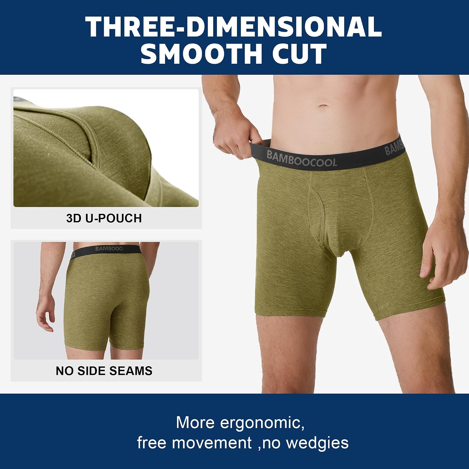Detalle 2 de BAMBOO COOL Men's Boxer Briefs with Fly, Moisture-Wicking and Lightweight