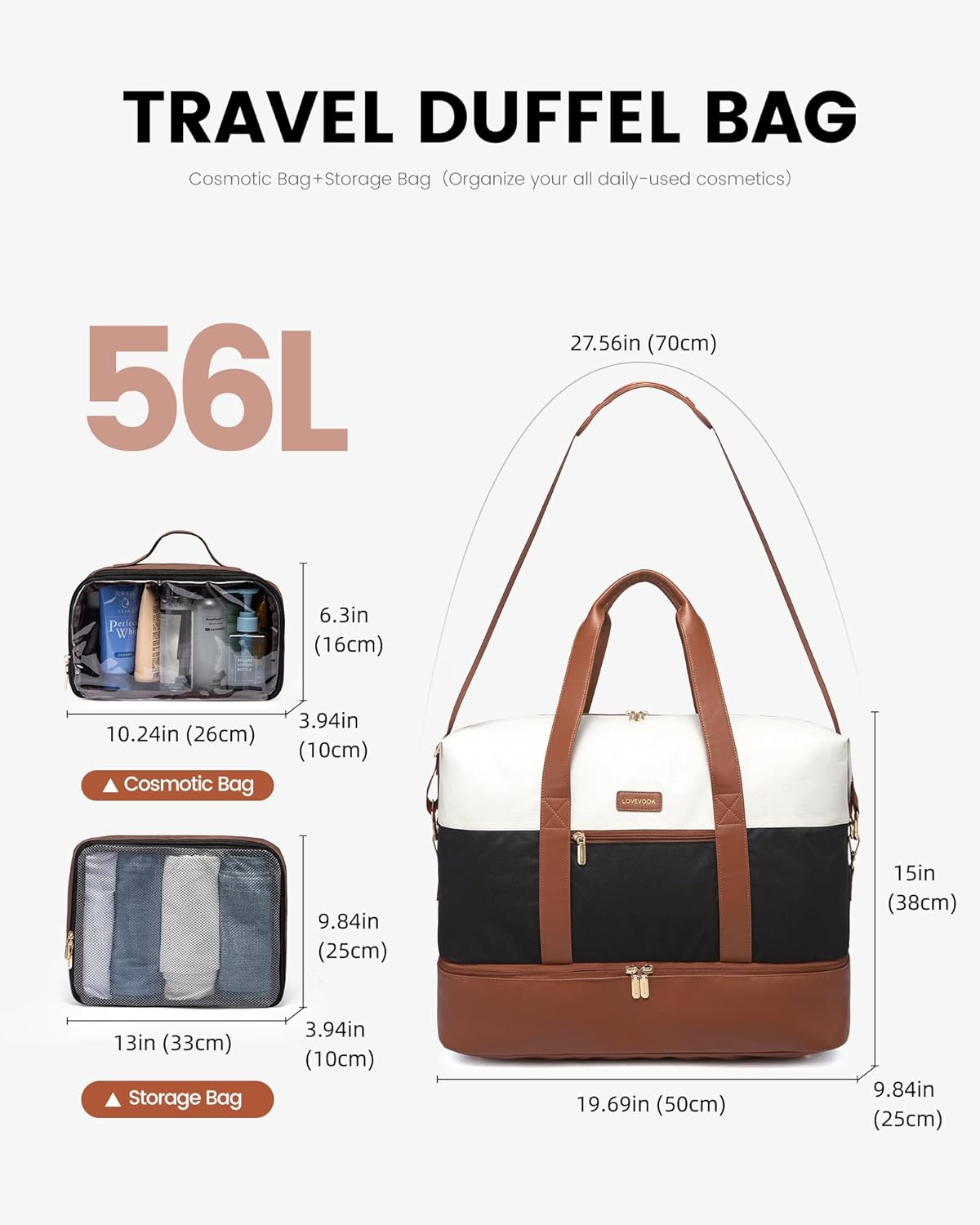 Thumbnail 1 de LOVEVOOK Travel Bags for Women: Waterproof Cabin Carry-On with Wet/Dry Compartment and Shoe Pocket