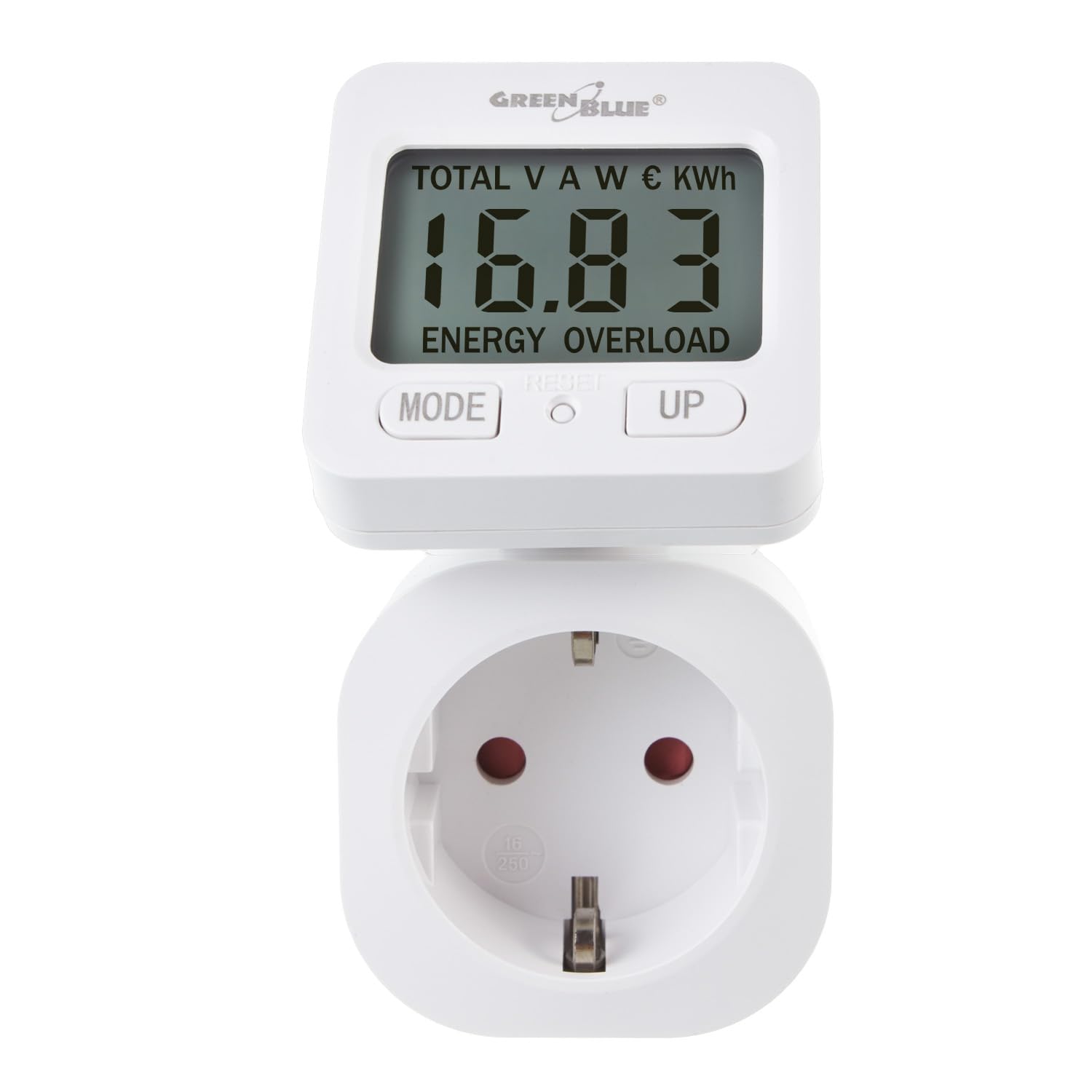 Detalle 2 de Green Blue Strommessgerät – Digitaler Wattmeter zur Messung von Energieverbrauch, Kosten und Leistung bis 3680 W