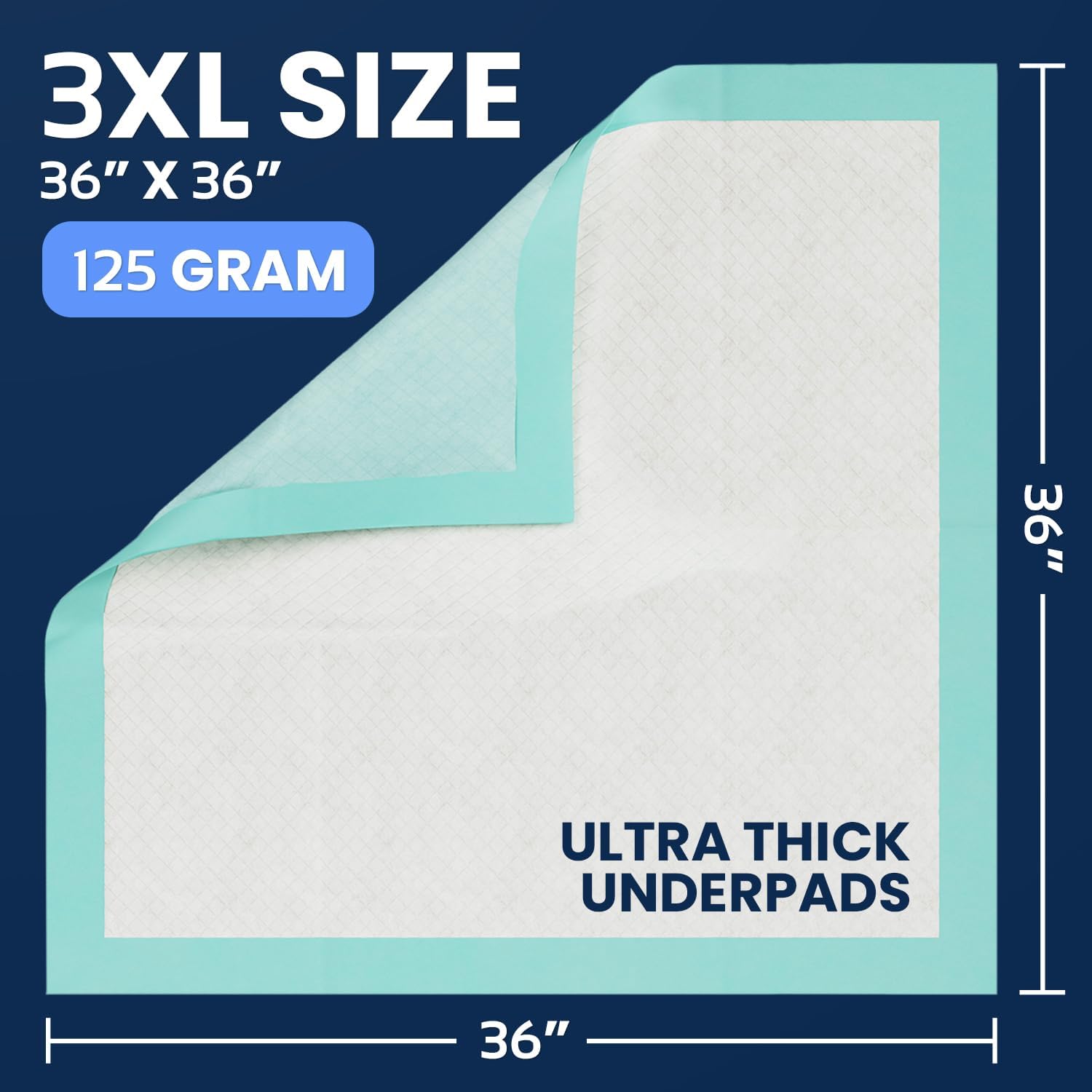 Thumbnail 2 de AllSett Health ASH01UP Disposable Underpads, 36" x 36", 50 Count