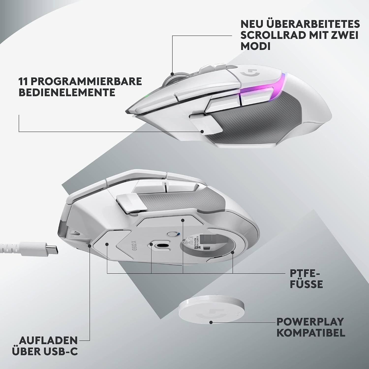Thumbnail 6 de Logitech G502 X PLUS LIGHTSPEED: kabellose Gaming-Maus mit LIGHTFORCE-Schaltern und HERO 25K Sensor