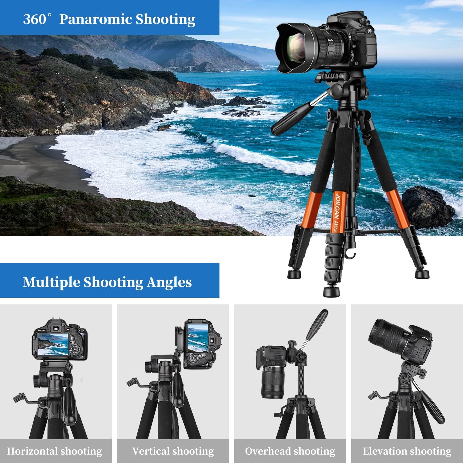 Thumbnail 3 de JOILCAN 74" Camera Tripod 188cm, 14lb load capacity