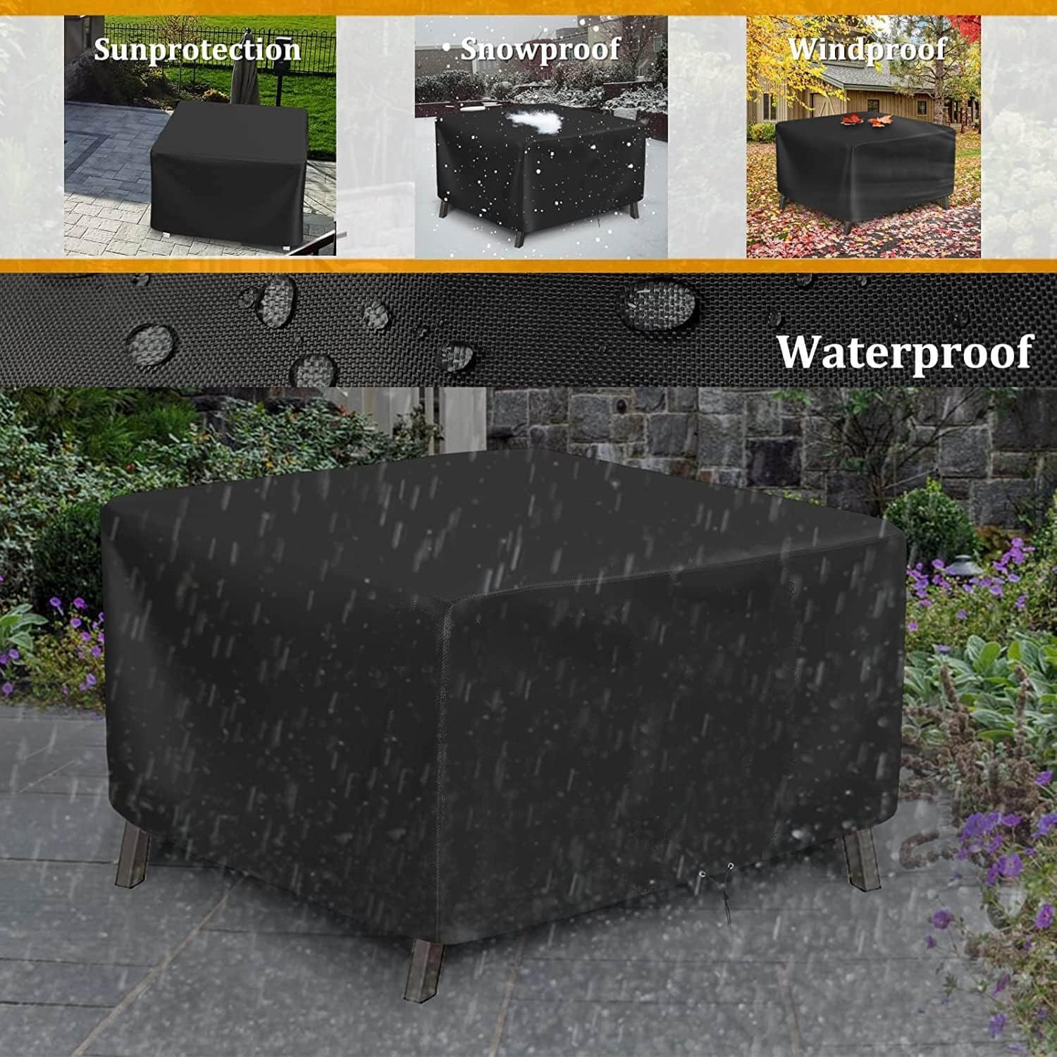 Detalle de RICHIE Cube Garden Furniture Waterproof 155x155x71cm Square Cover for 4–6 Seater Cube Sets