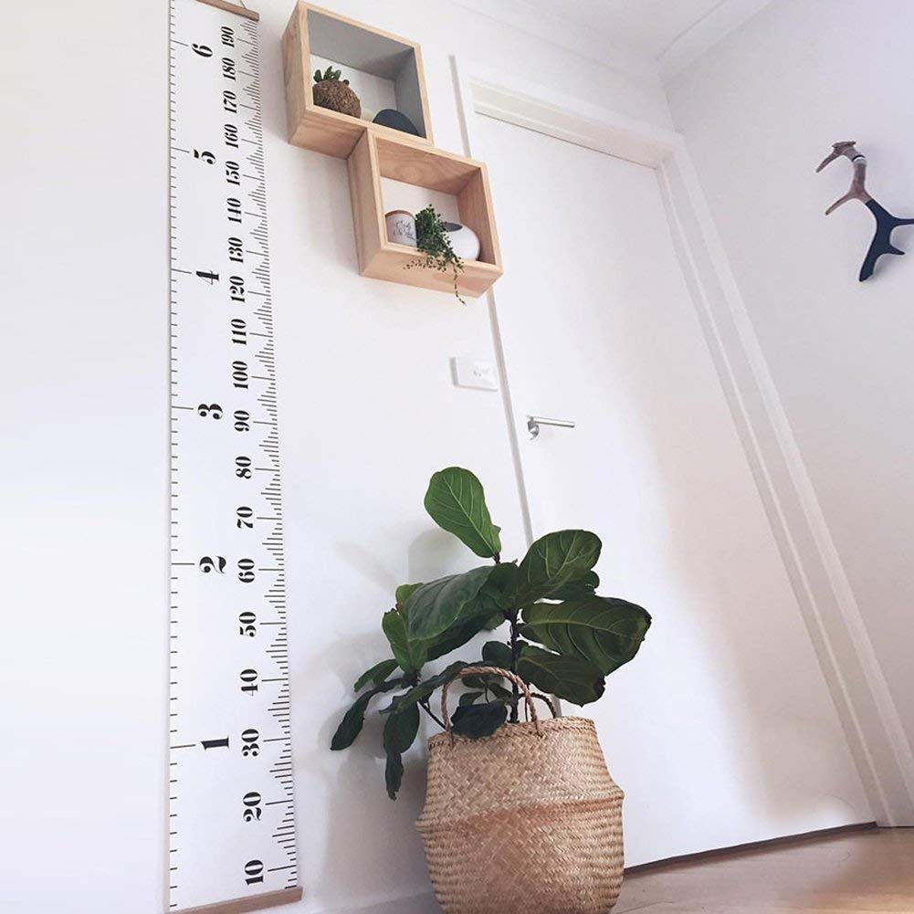 Detalle 2 de MIBOTE Growth Height Chart for Kids, 79" x 7.9" Canvas, Black & White