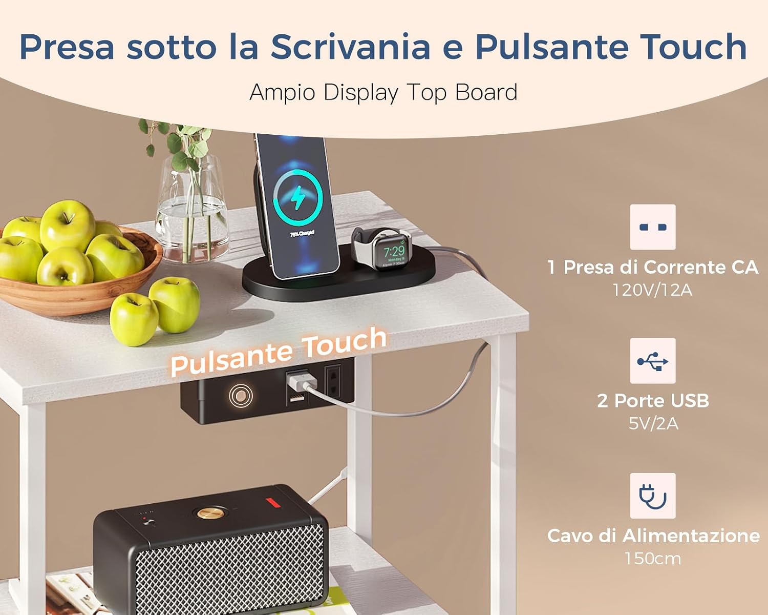 Detalle 2 de Coleshome Comodino 40×30×60 cm con LED