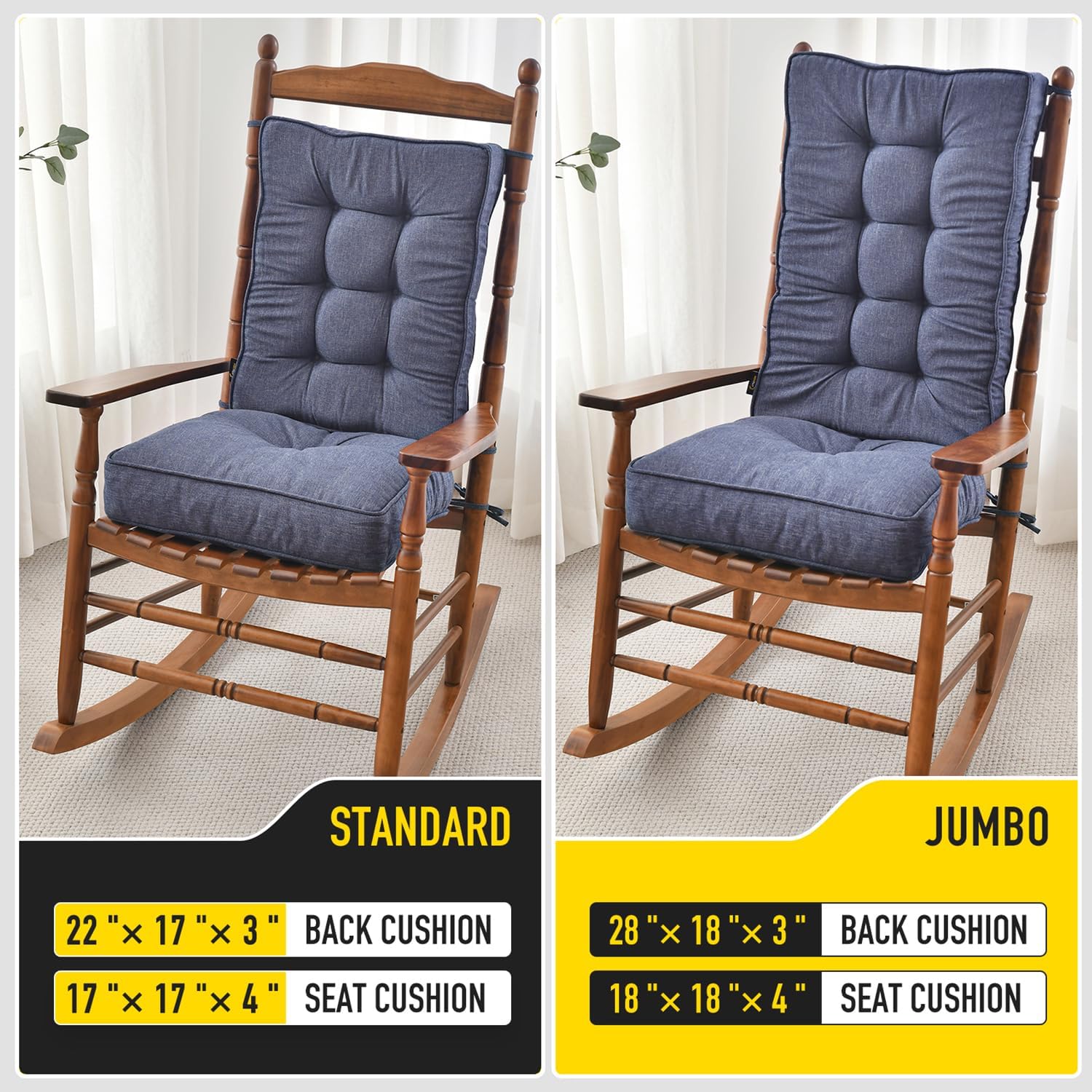 Thumbnail 6 de SUNROX Memory Foam Jumbo Rocking Chair Cushions: Plush Support for Indoor & Outdoor Rockers