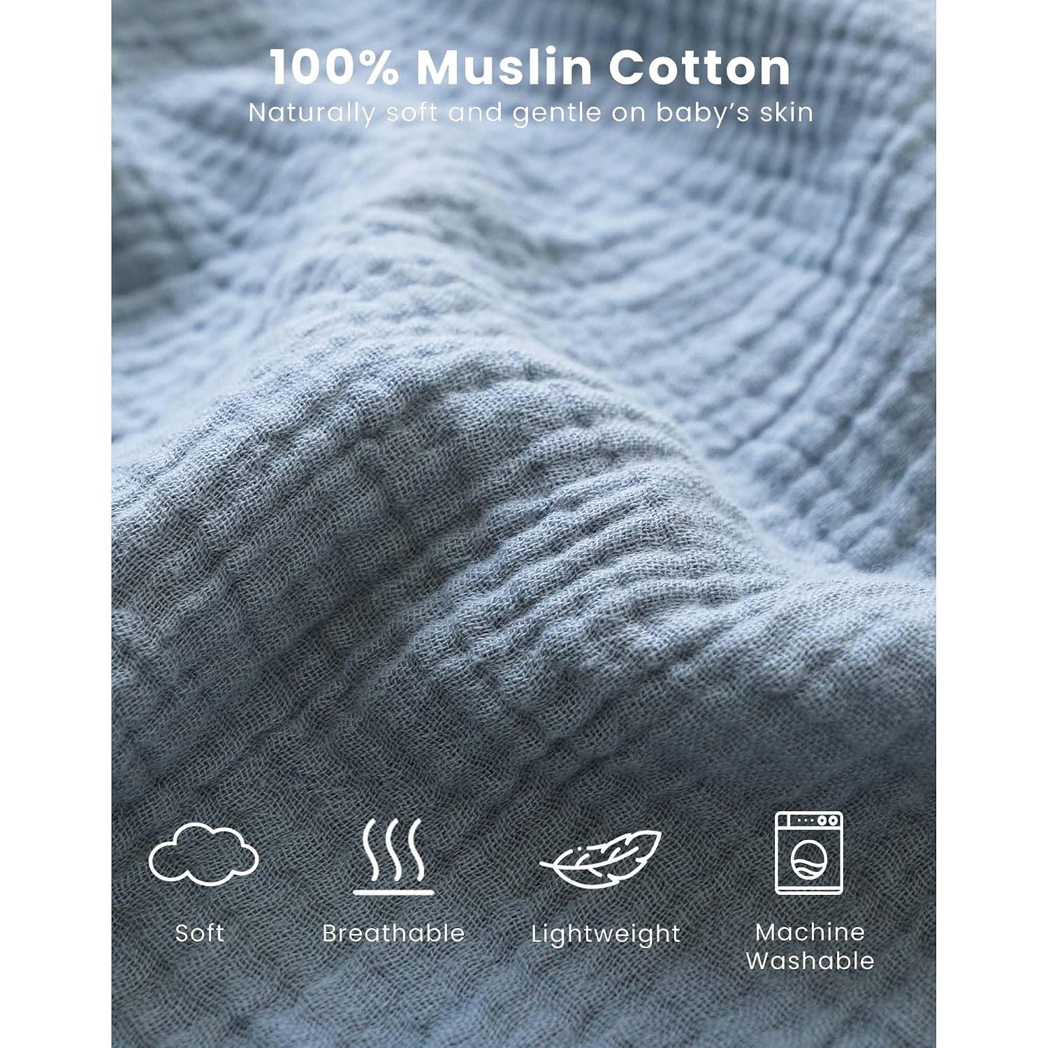 Detalle 2 de Konssy Muslin Baby Sleep Sack 0.8 TOG