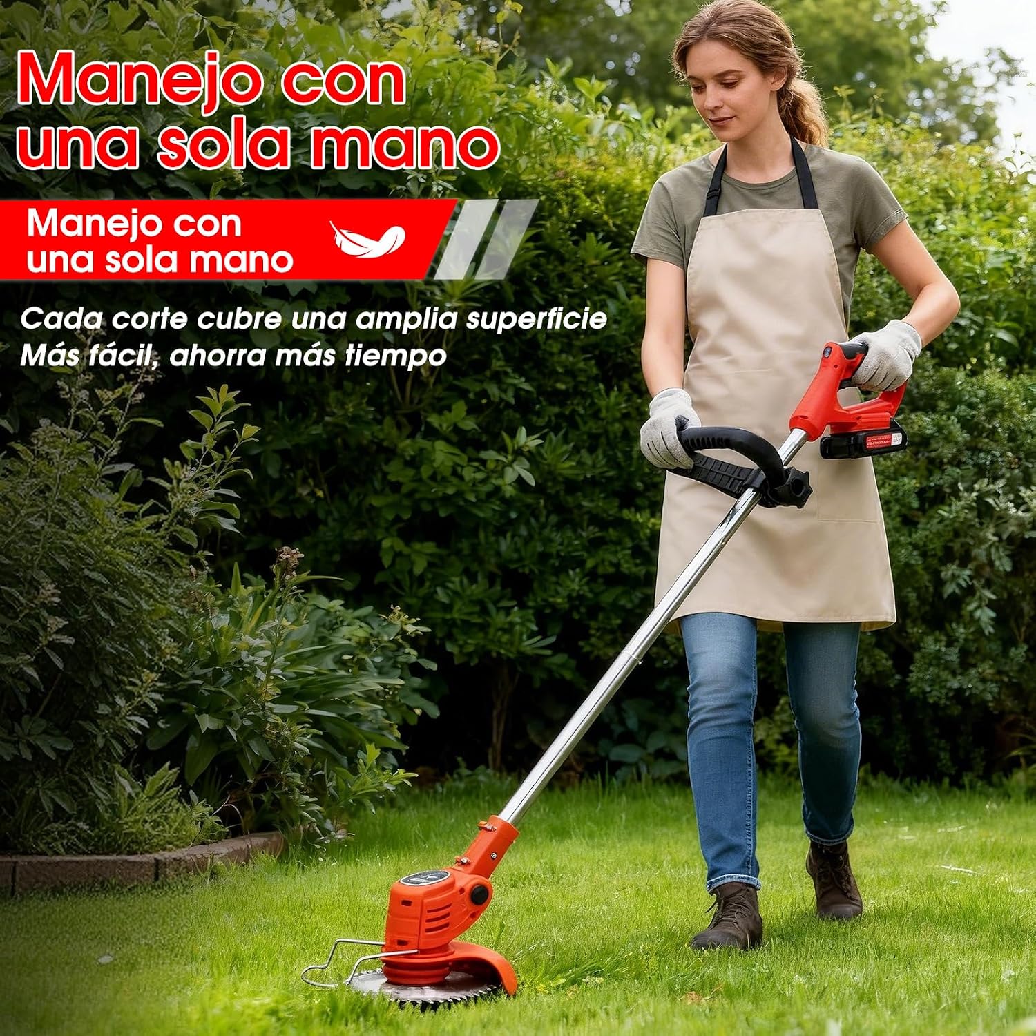 Detalle 2 de OUTIGO Desbrozadora a batería: kit completo con 2 baterías y 4 cuchillas