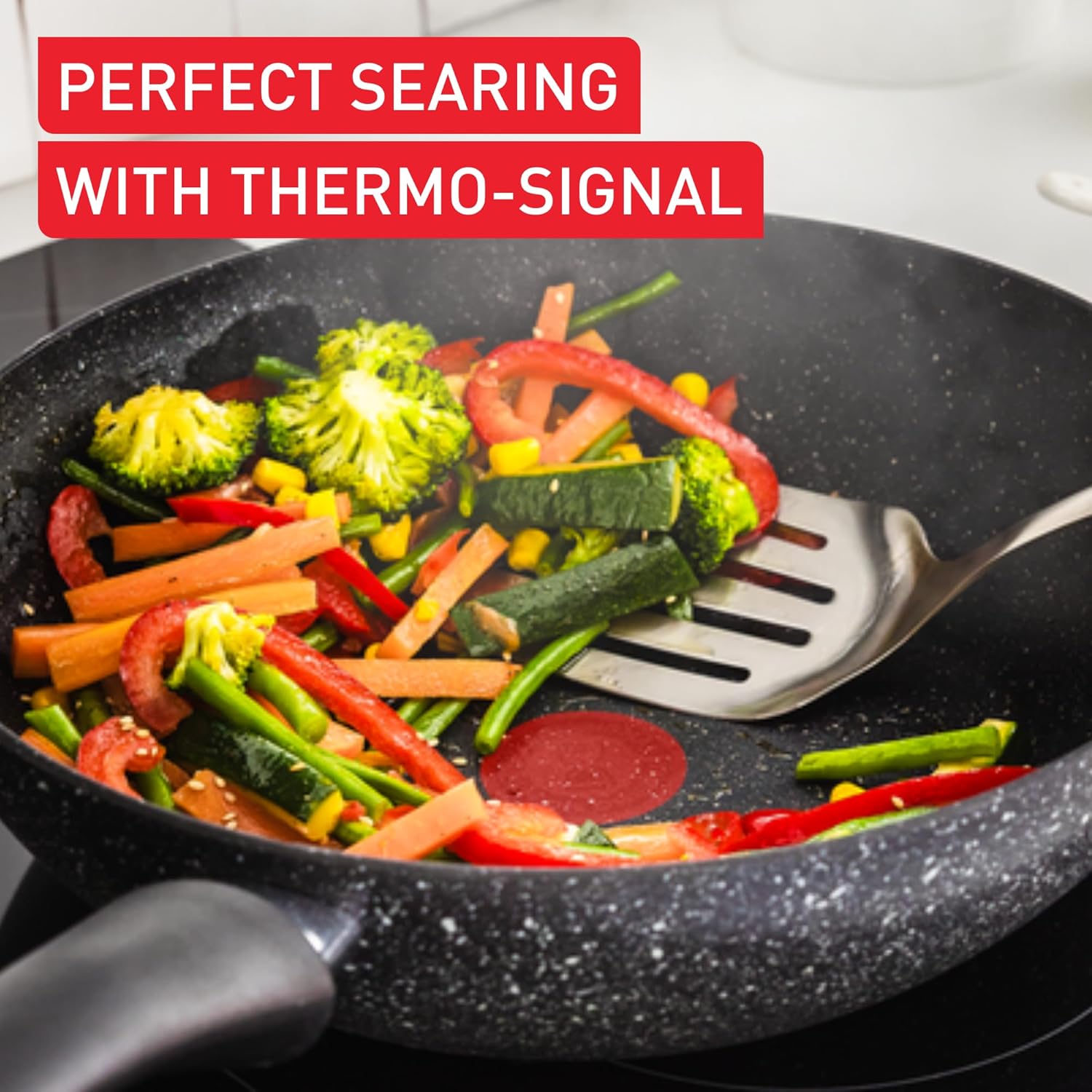 Detalle de Tefal Titanium Stone Wok 28 cm – Durable non-stick, induction-ready