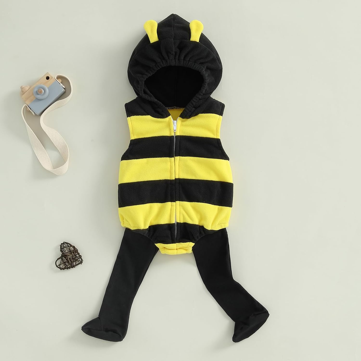 Detalle 2 de Merqwadd Unisex Baby Halloween Costume, Velvet Hooded Jumpsuit with Stocking