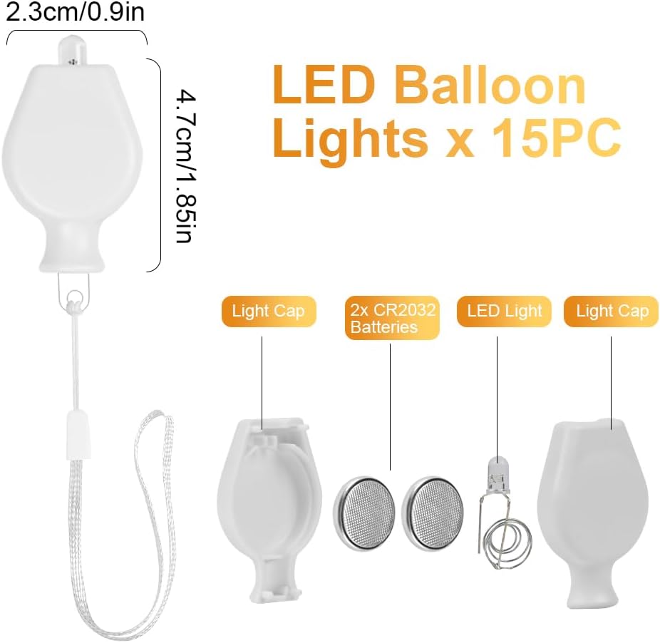 Detalle de URAQT LED-ballonglampor, 15 varmvita minilyktor med batteridrift