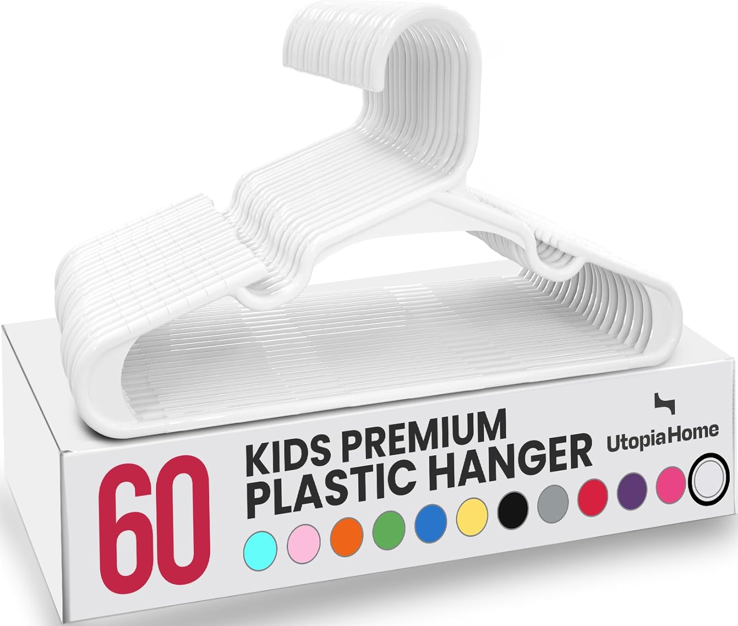Detalle de Utopia Home Kids Plastic Hangers, 60 Pack, White, 11.5-Inch